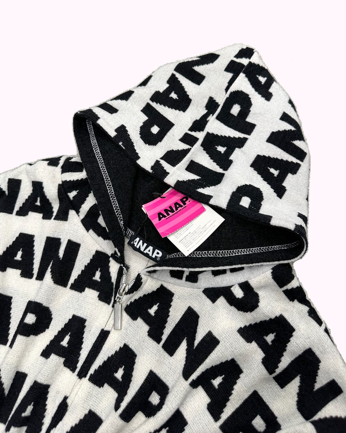 logo pattern knit hood zip-up 상품이미지2
