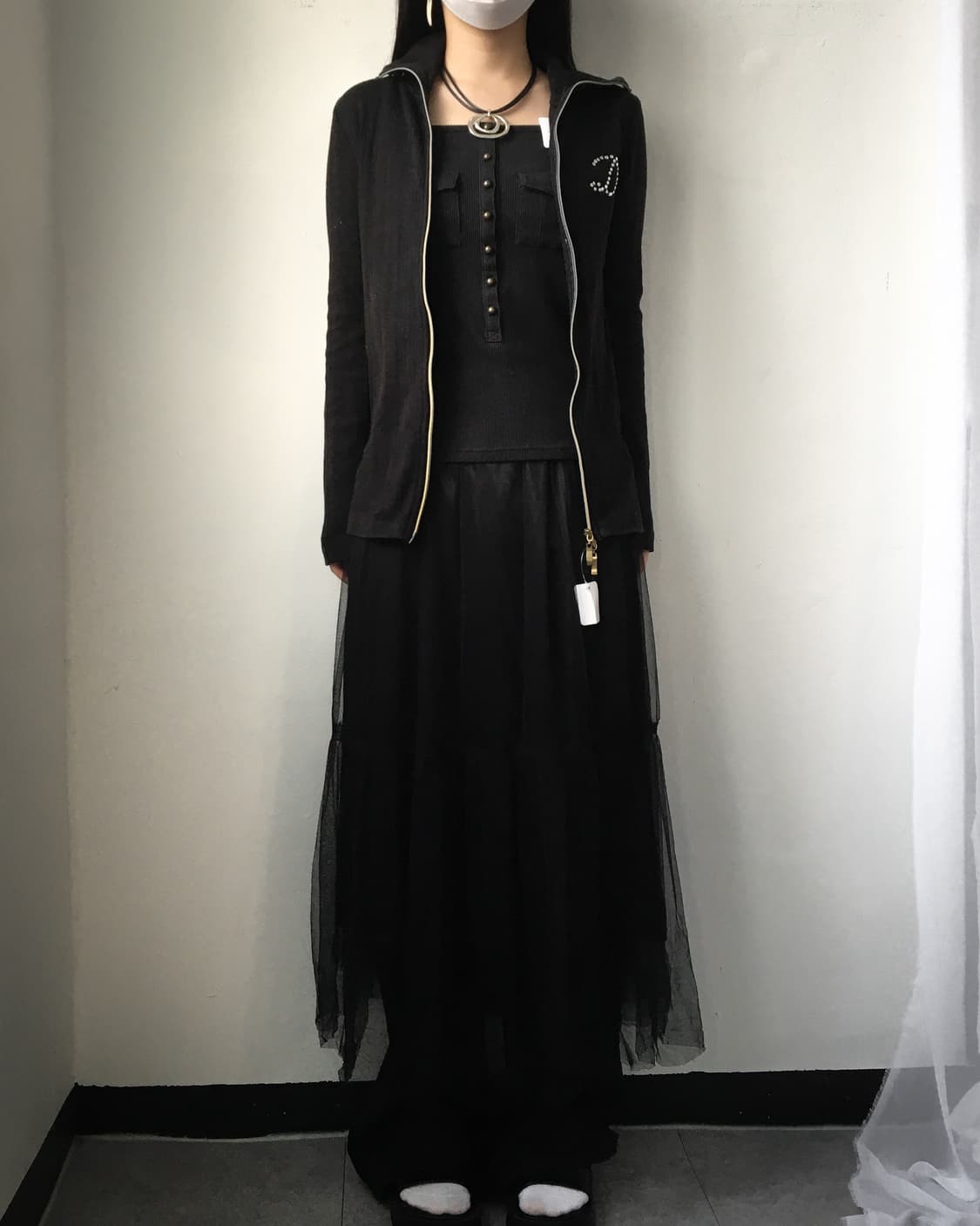 Ribbed high neck zip up 상품이미지4