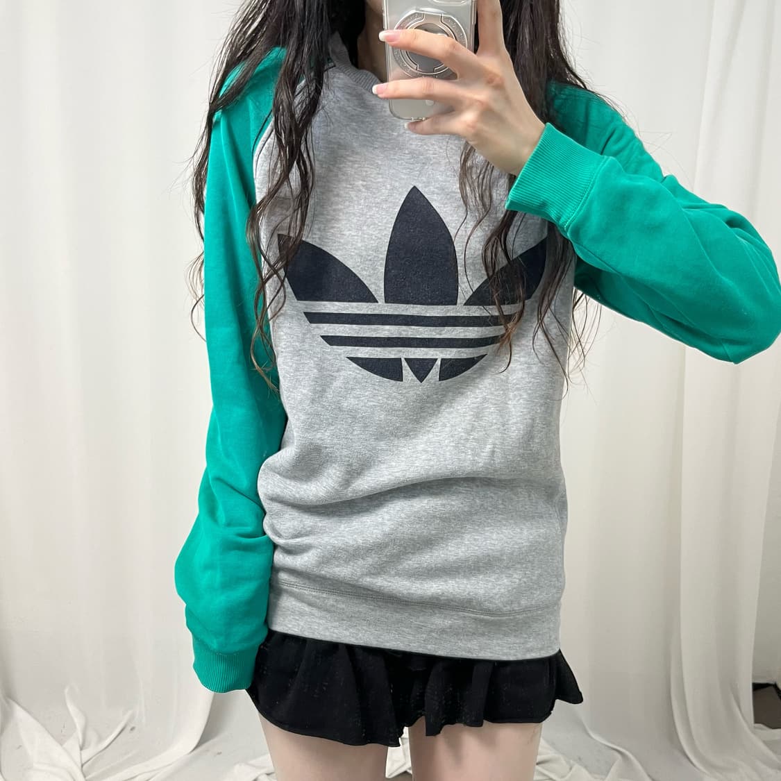 Adidas green raglan trefoil sweatshirt 상품이미지3
