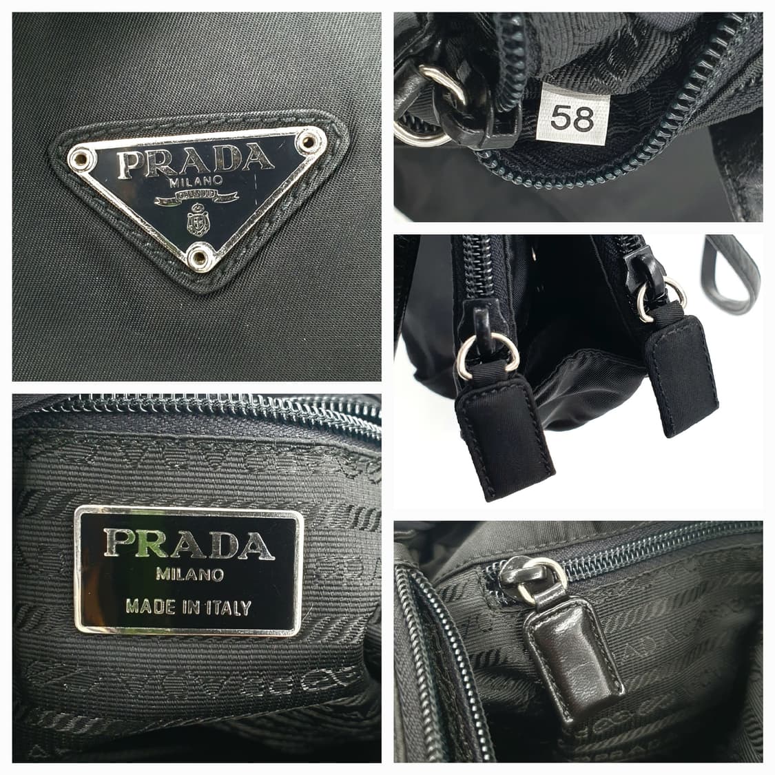 프라다 삼각로고 리나일론 블랙 미듐 숄더백 상품이미지5