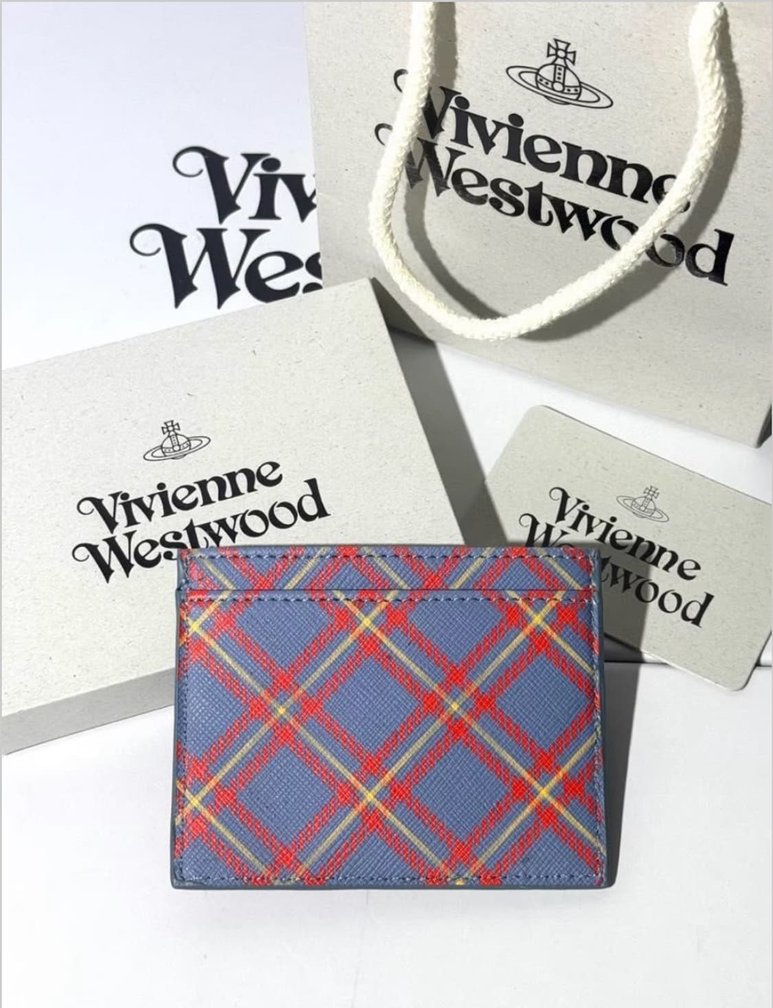 비비안웨스트우드 은장 orb 체크 패턴 카드지갑(풀구성) 상품이미지5