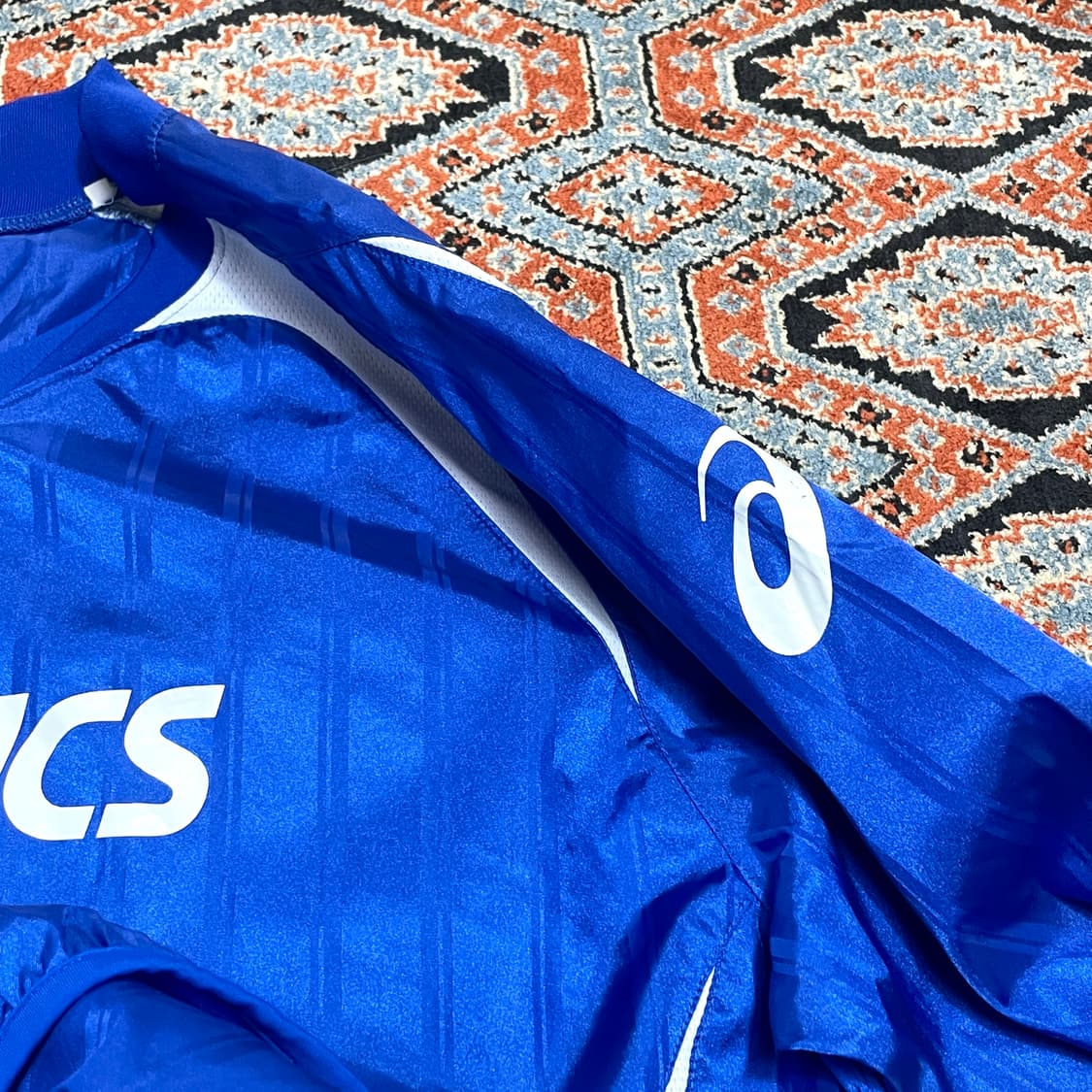 아식스 블루 윈드브레이커 탑 남성M 상품이미지7