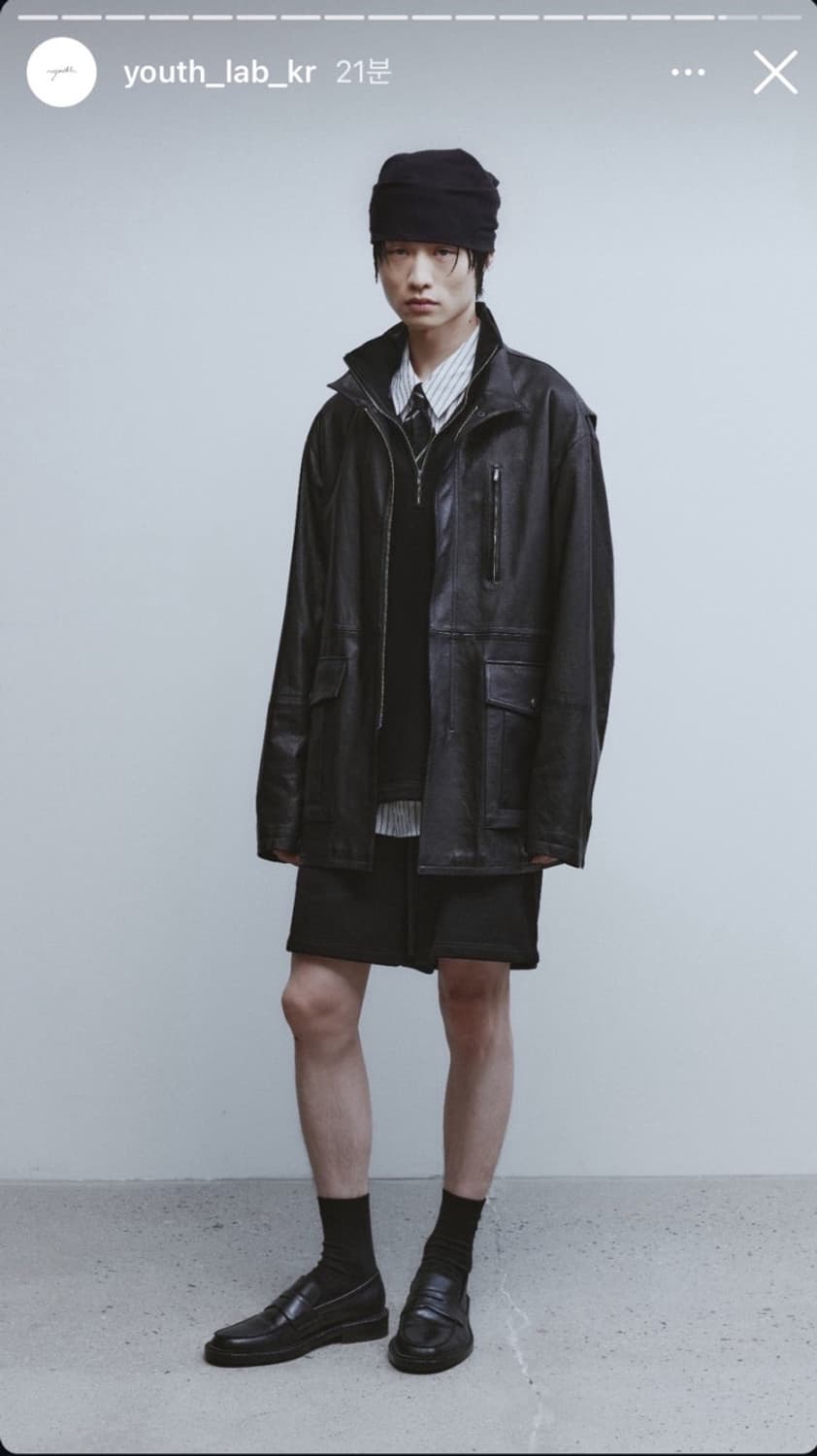 24)youth 유스 Leather High Neck Half Coat 상품이미지1