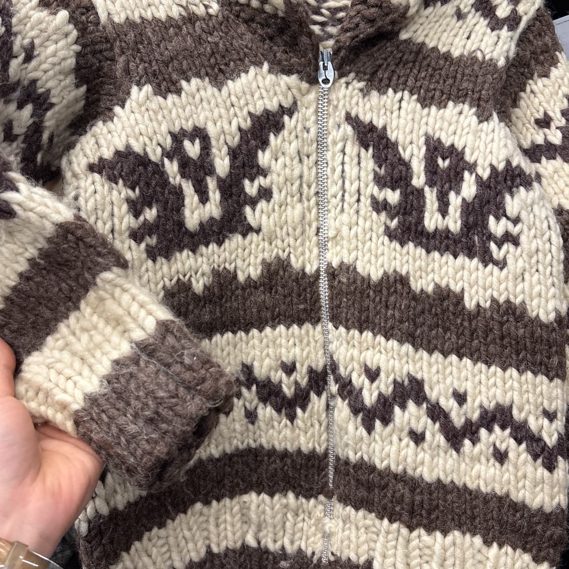 80s Talon 지퍼 썬더버드 패턴 네이티브 코위찬 스웨터 N102 상품이미지4