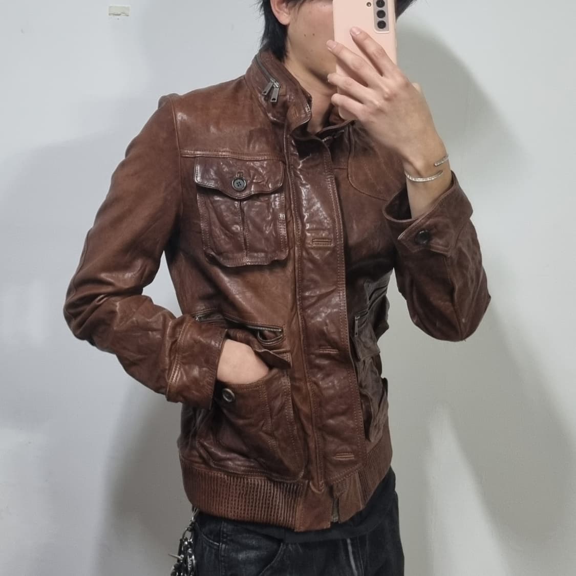 빈티지 에디슬리먼맛 레더자켓  상품이미지3