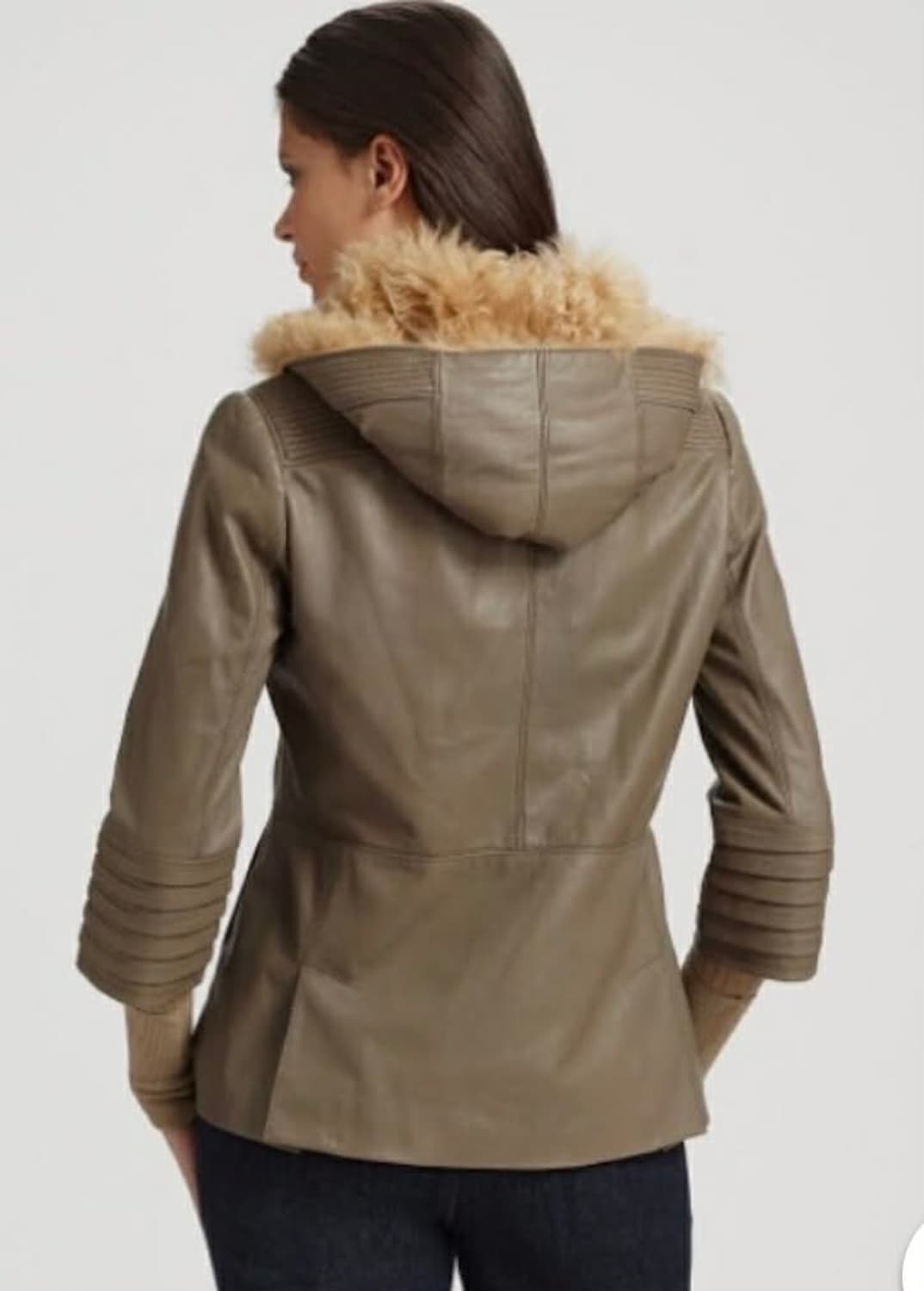 [XS] 토리버치 y2k 실비아 가죽 양털 퍼 후드티 자켓 상품이미지6