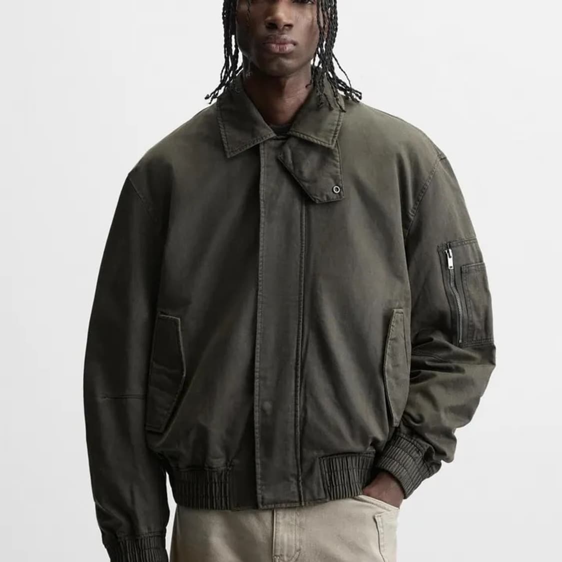 자라 왁스드 가공 워시드 자켓 GREY M사이즈 새제품 상품이미지2