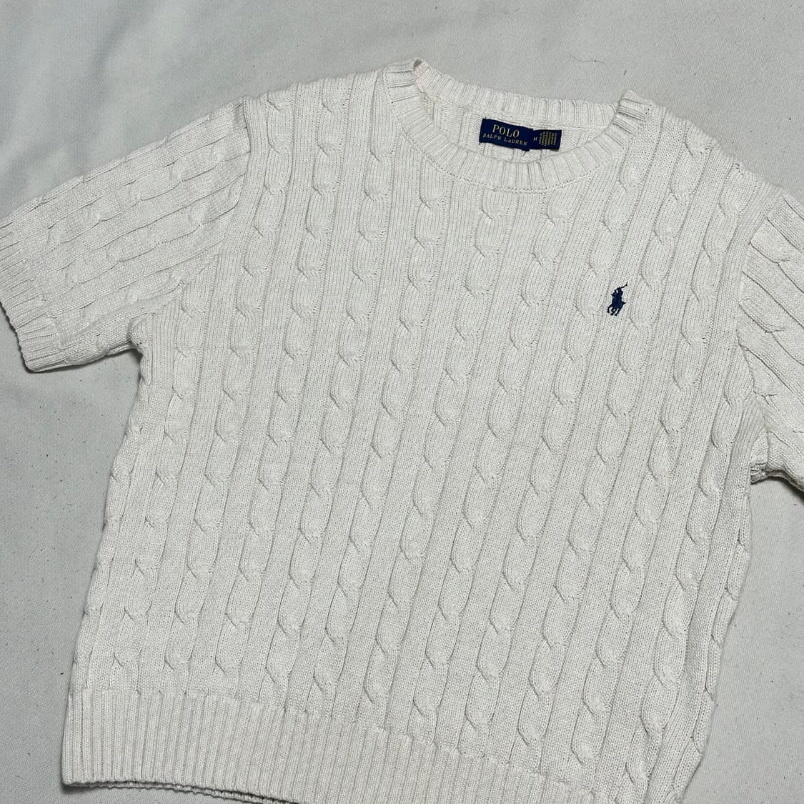 M 폴로랄프로렌 화이트 케이블 반팔 니트 상품이미지1
