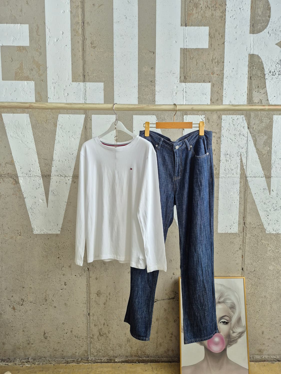 타미힐피거 소재보장 흰색 긴팔티셔츠 (수납 상품이미지1