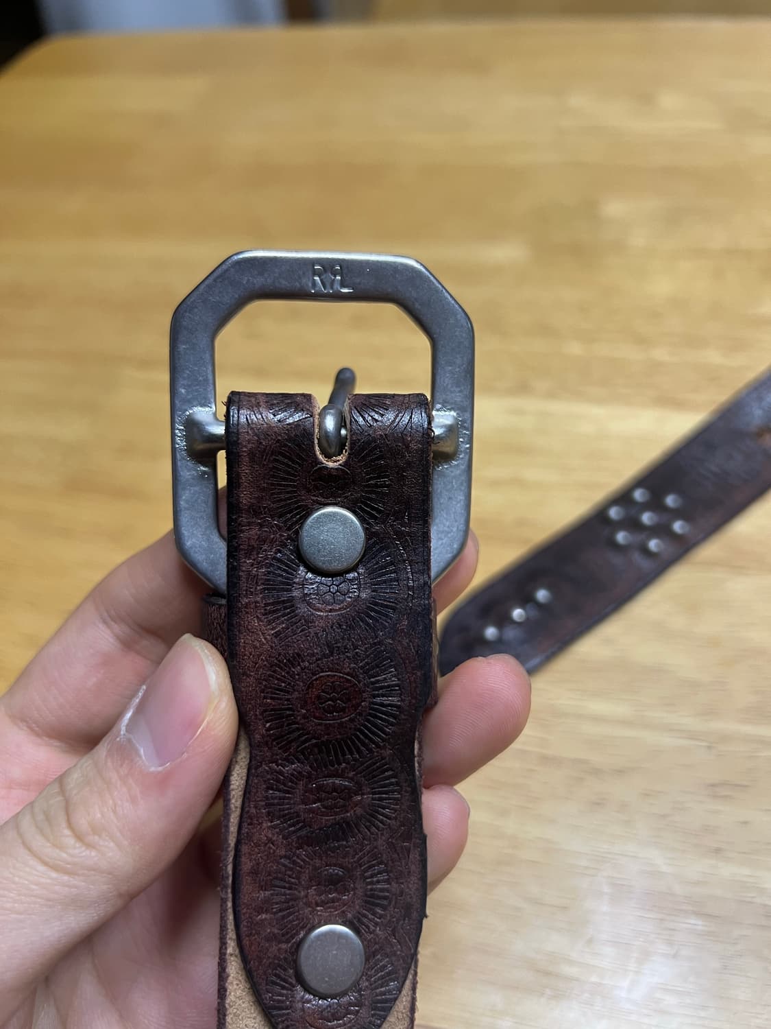 RRL 라스코 스터드 레더 벨트 32사이즈 상품이미지5