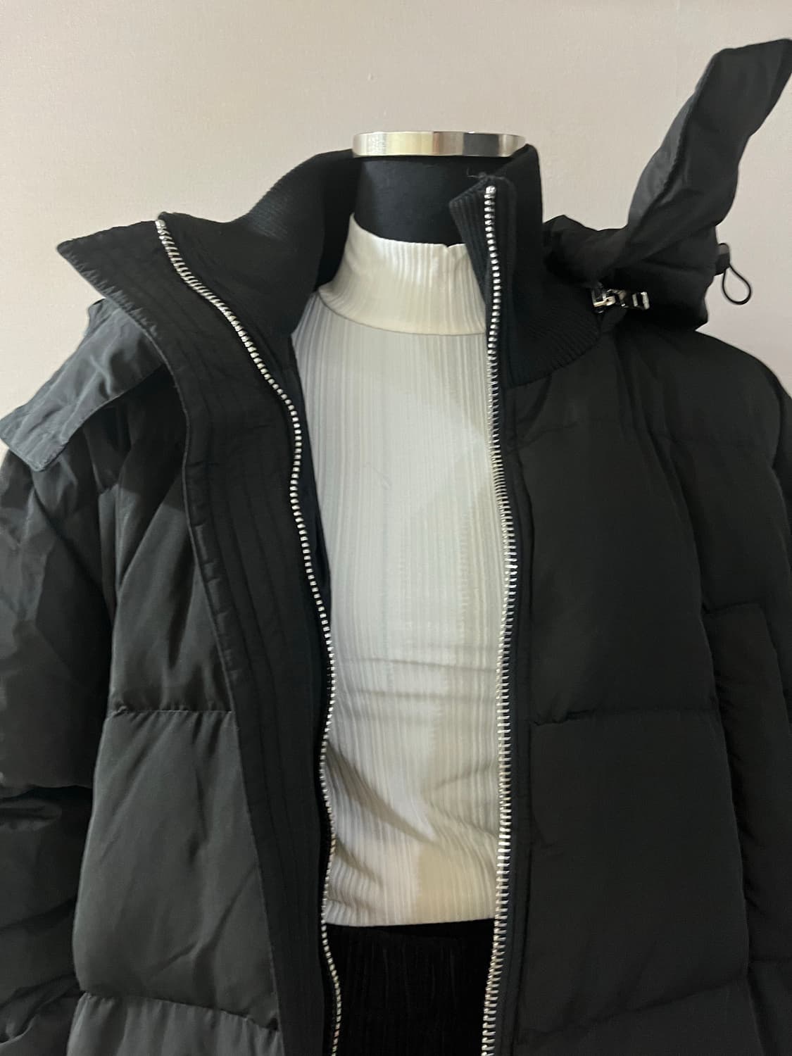 블랙오리털롱패딩 상품이미지6