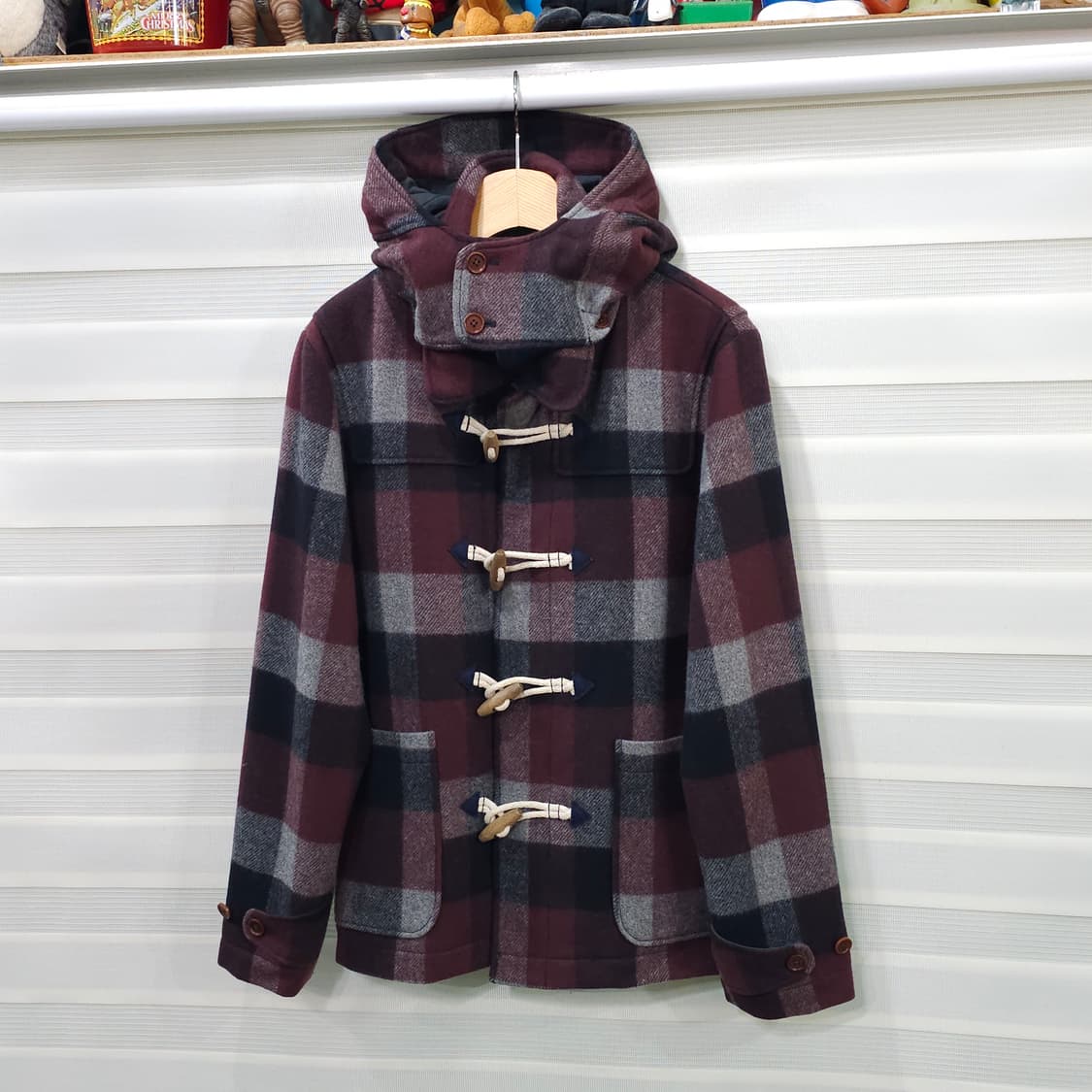 R. NEWBOLD 체크 후드 더플코트- 우먼M 상품이미지1