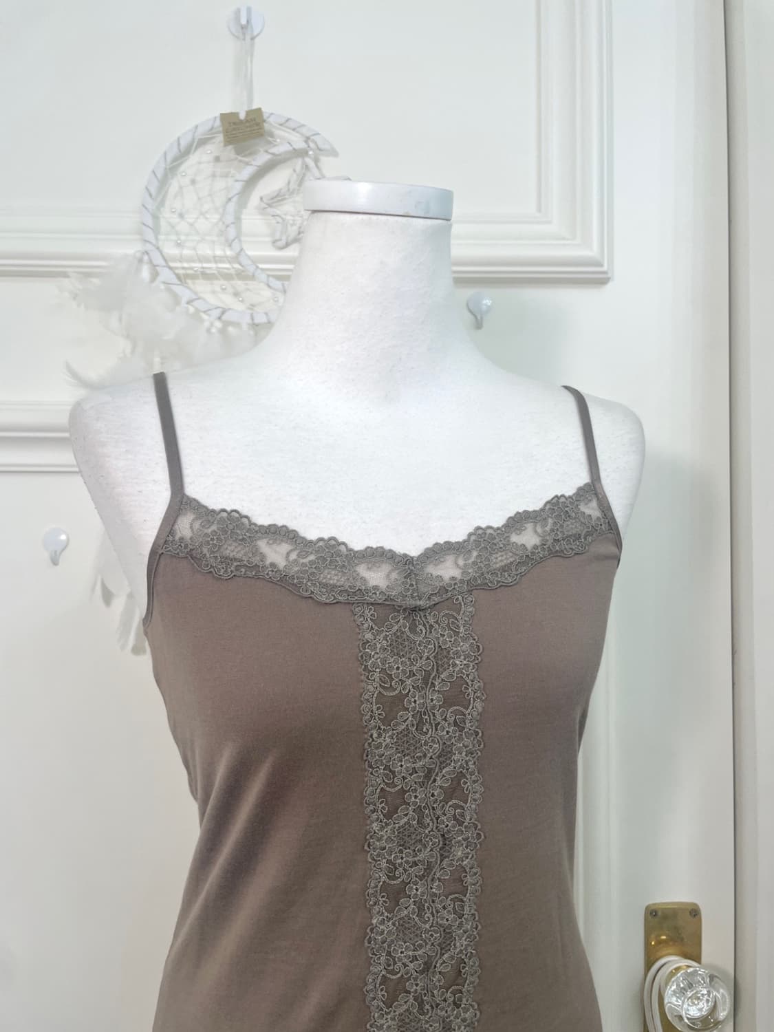 khakibrown lace cotton sleeveless top 상품이미지4