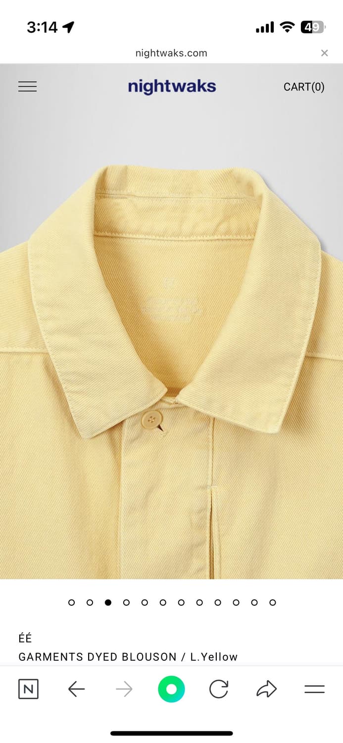 [EE] GARMENT DYED BLOUSON / L.Yellow (M) 상품이미지3