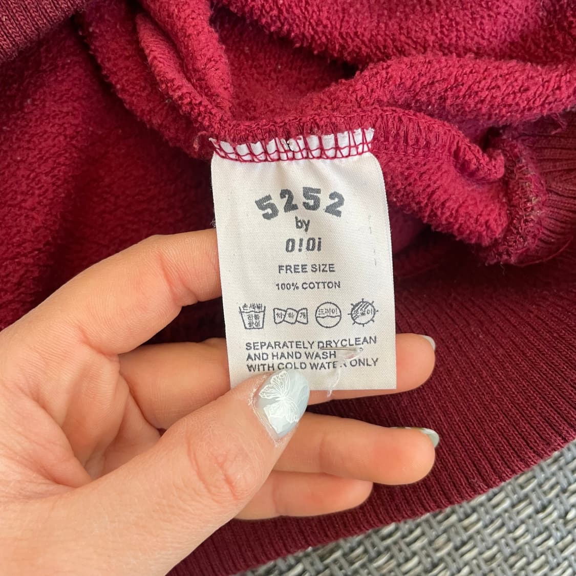 오아이오아이 버건디레드 로고포인트 약기모 후드티 상품이미지8