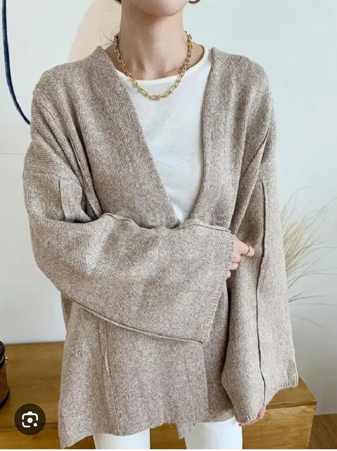 세련 보카시 니트 롱 가디건 베이지 브라운 가을 겨울 상품이미지3