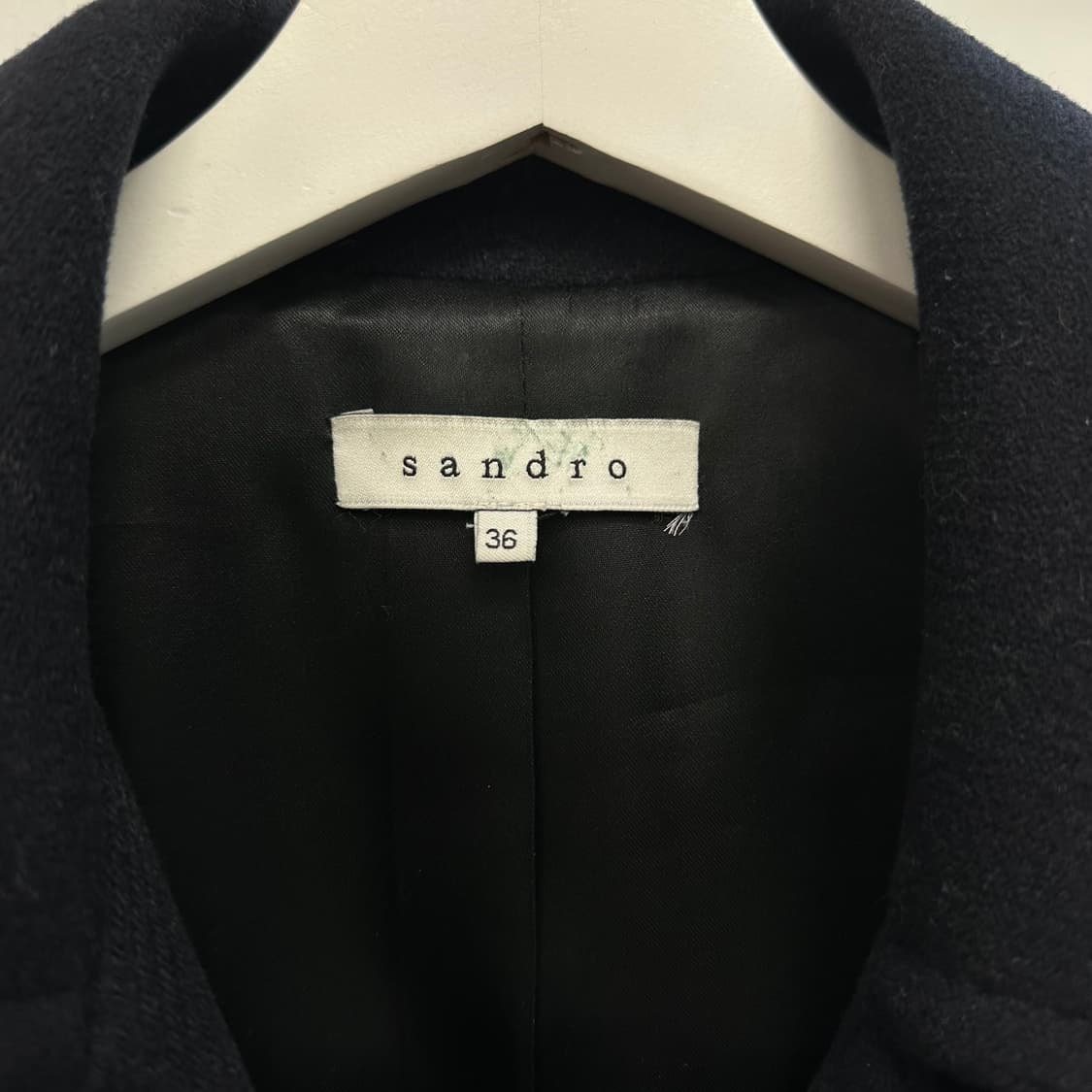 산드로 램스킨 레더 디테일 울 코트 상품이미지5