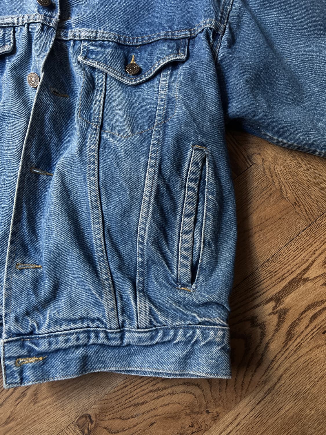 [S]90's USA 빈티지 버팔로 체크 라이닝 데님 트러커 자켓 상품이미지5