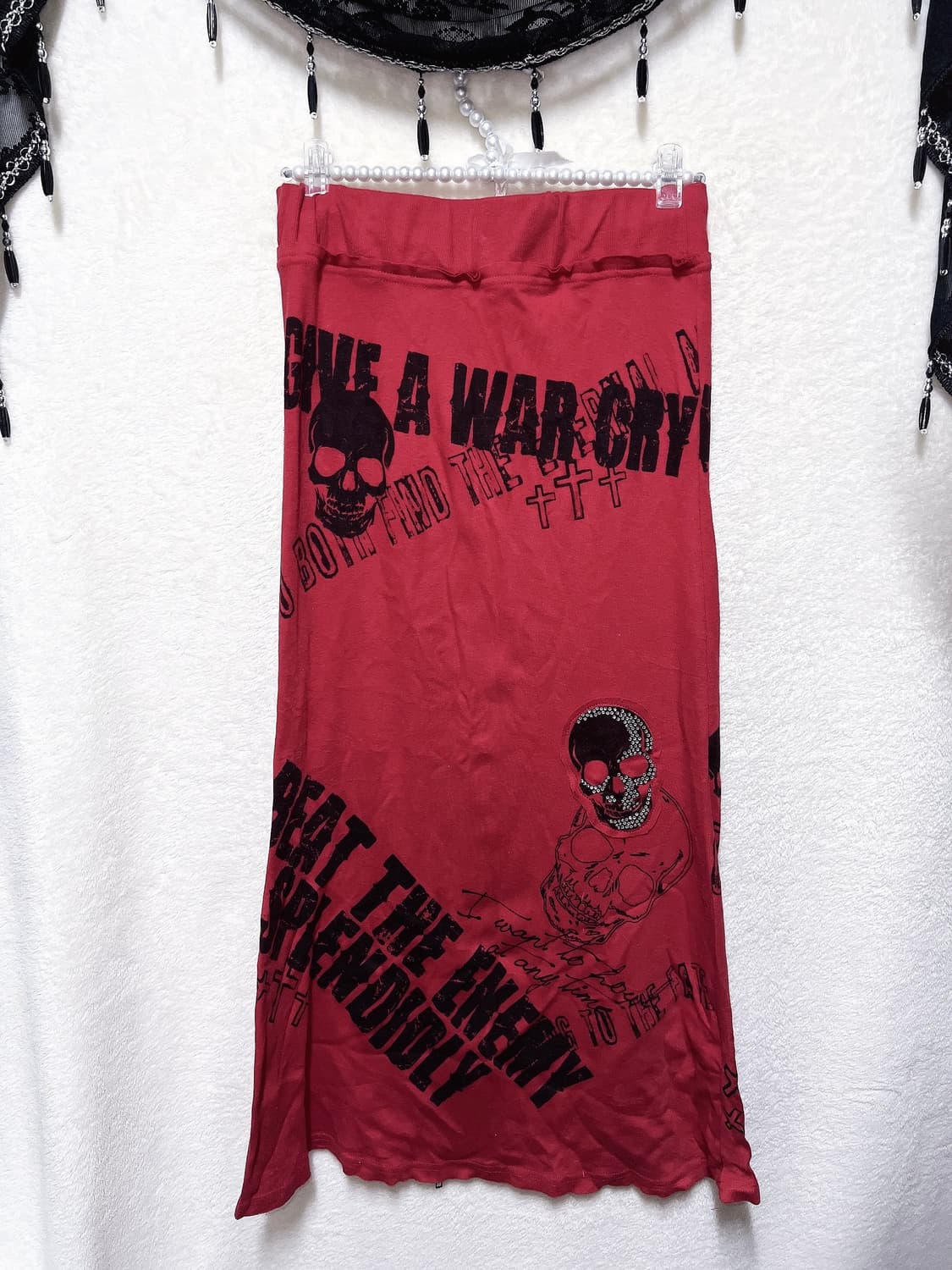 고스트오브할렘 y2k 와투케 고스펑크 스컬 프린팅 지퍼 맥시 롱스커트 상품이미지7