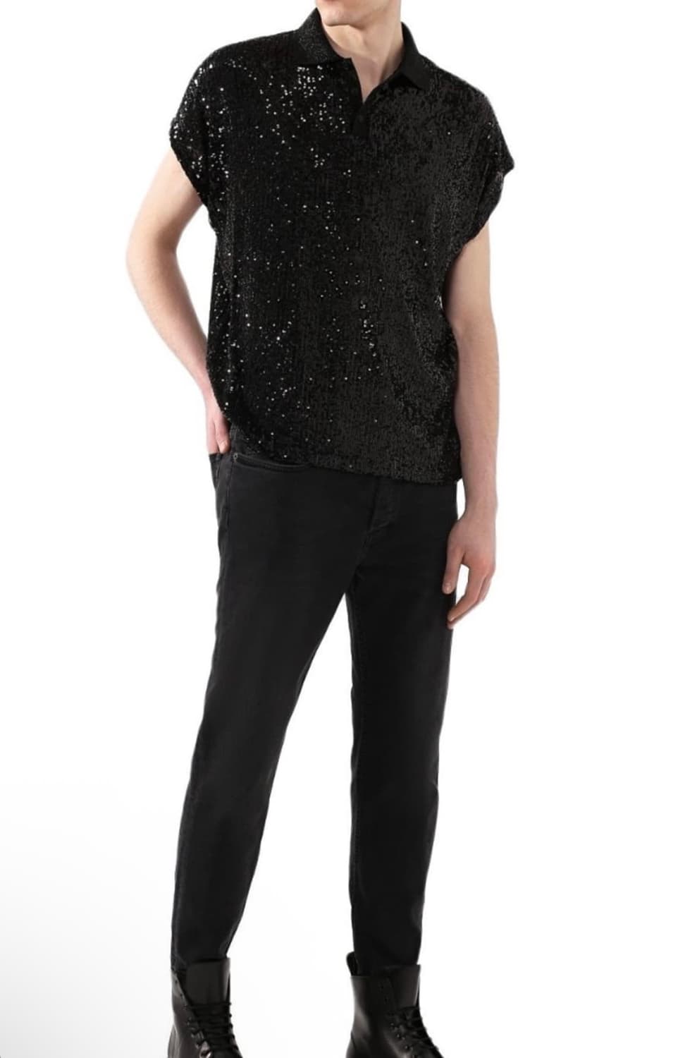 Saint Laurent mens Sequins S/S Polo Shir 상품이미지2