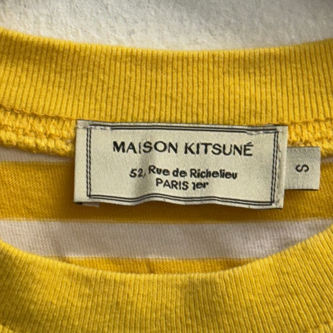 메종키츠네 폭스 자수 스트라이프 옐로우 롱슬리브 S 상품이미지2