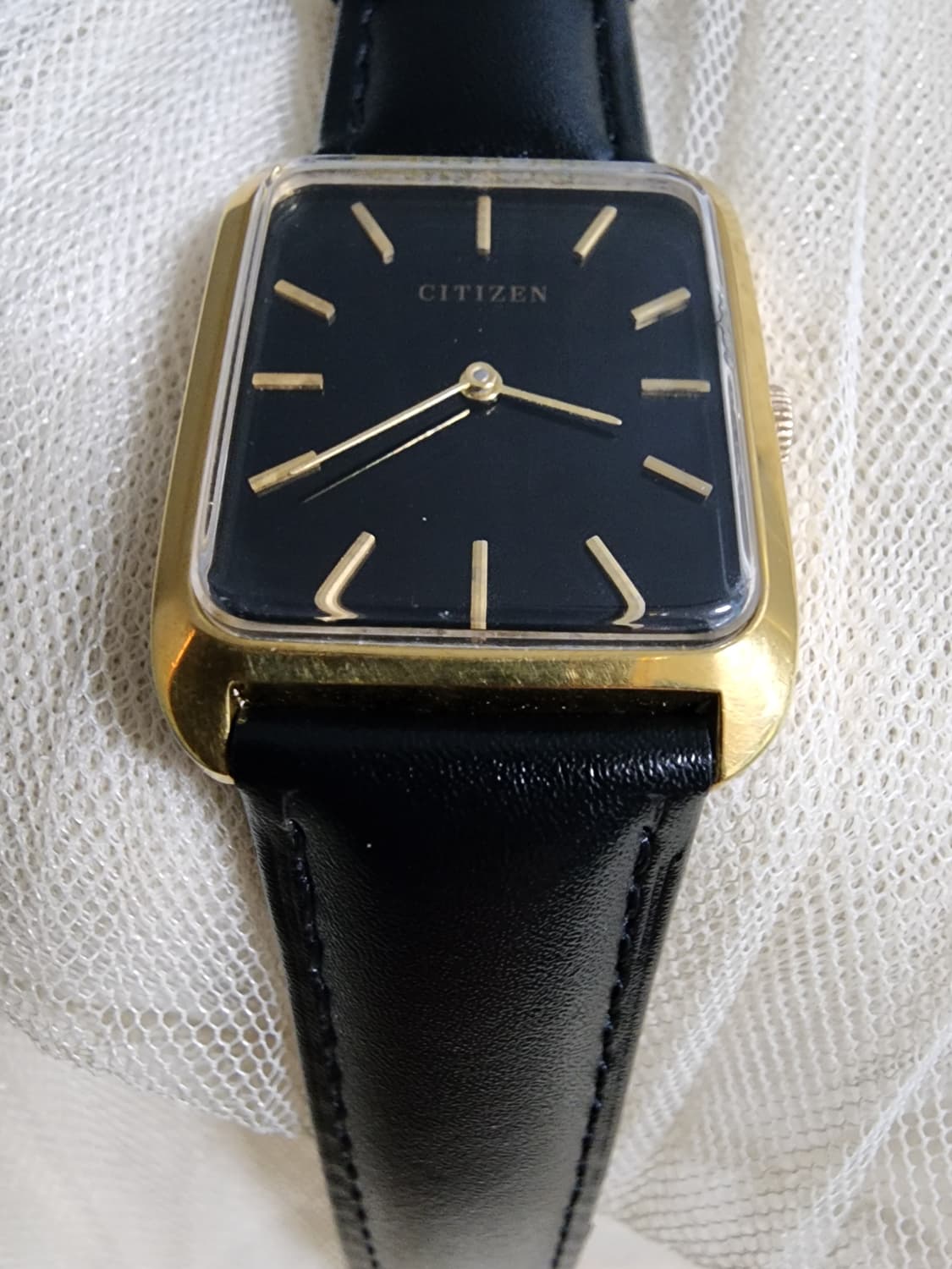 70's 빈티지 시티즌 블랙다이얼 사각 금장 수동 시계 공용 상품이미지6