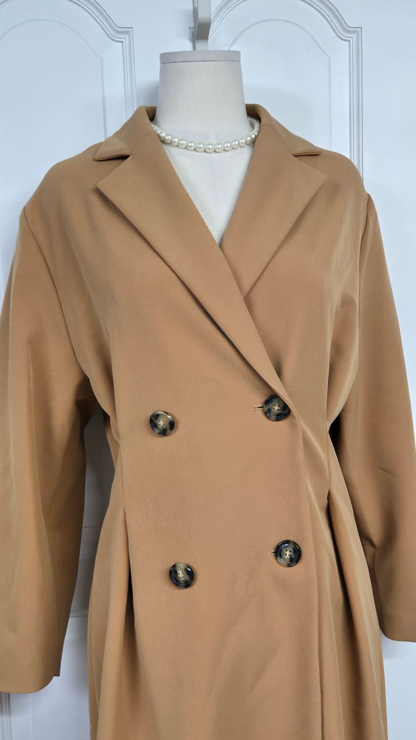 모한 카멜 더블 롱코트 상품이미지2