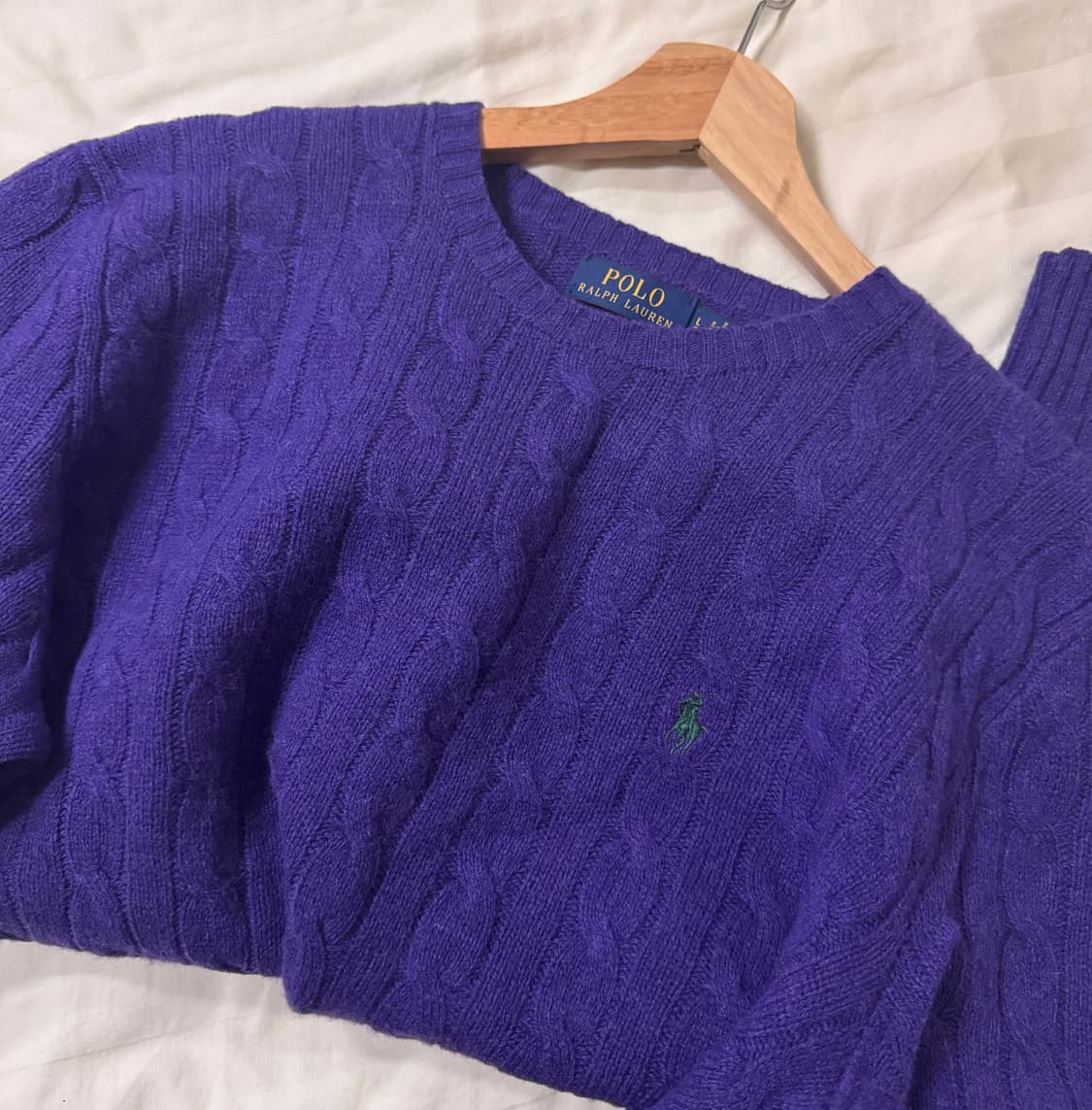 폴로 랄프로렌 울 캐시미어 케이블니트 스웨터 L 남여공용 상품이미지7