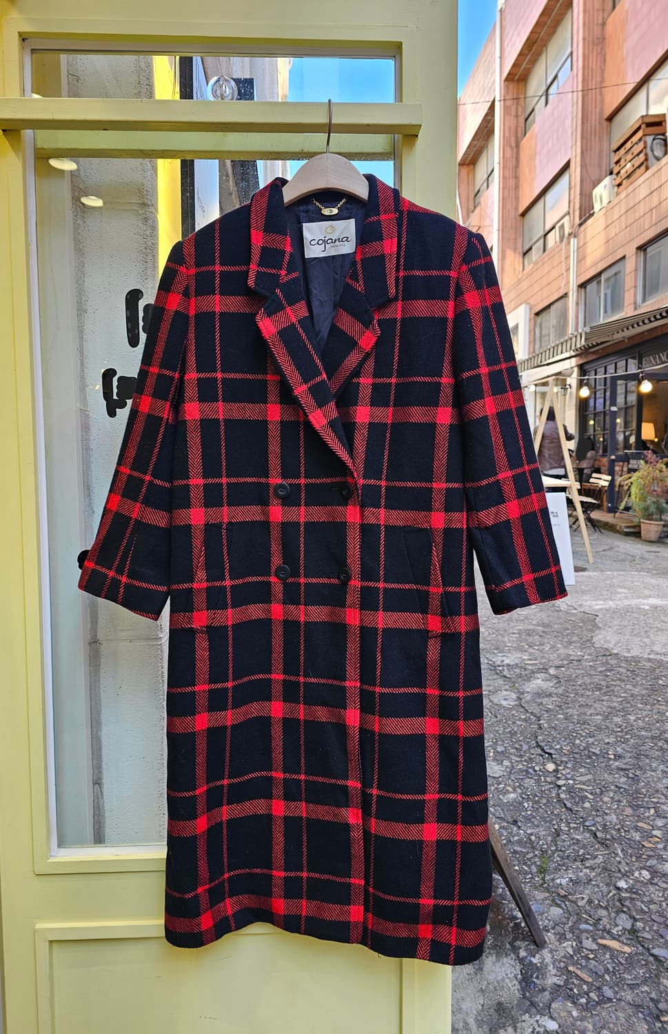 Cojana 레드&블랙 타탄체크 더블 울 코트 상품이미지3