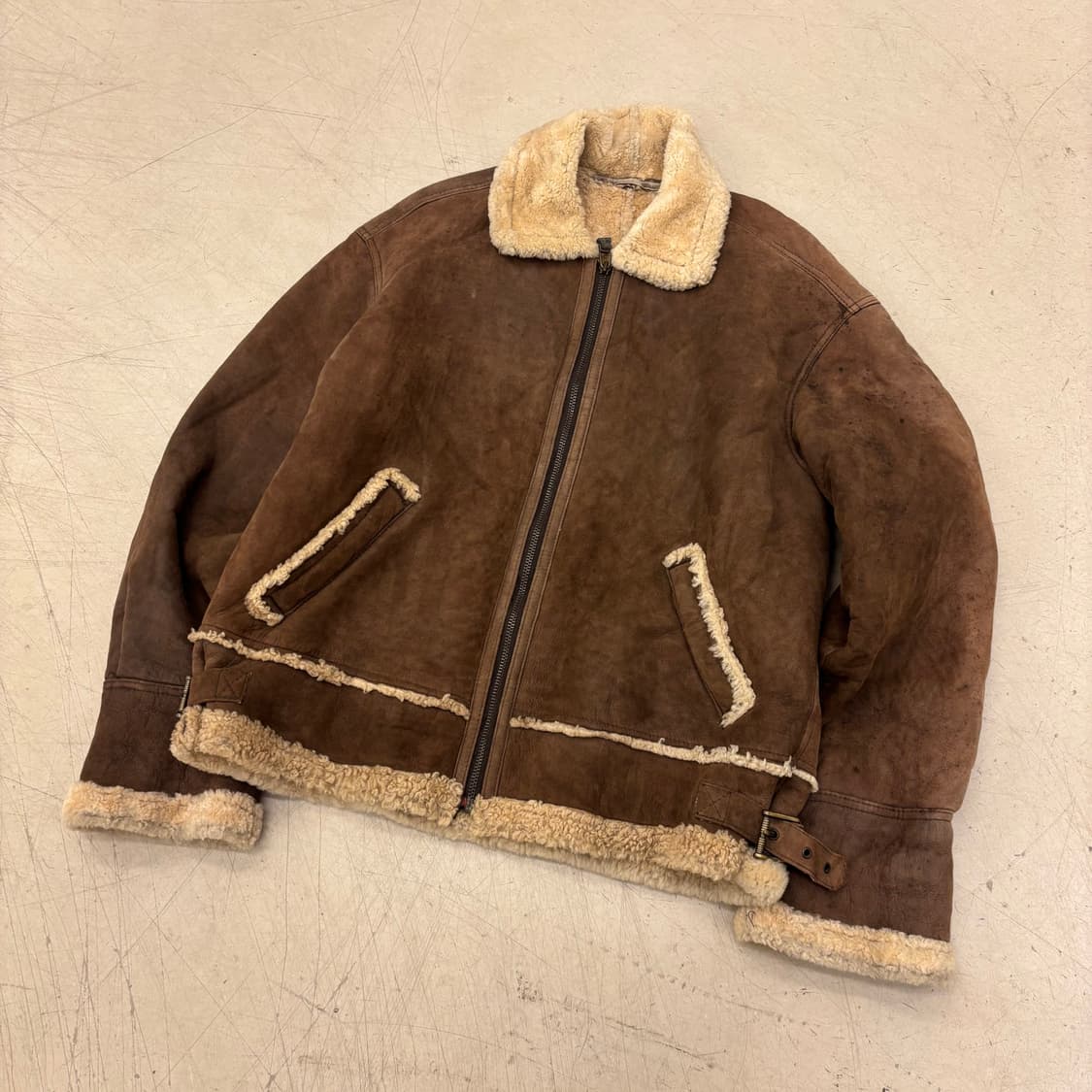 빈티지 브라운 양가죽 무스탕 자켓 상품이미지1