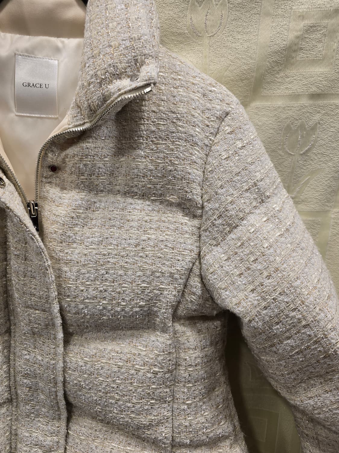 그레이스유 카라 트위드 패딩 아이보리 55~66 상품이미지6
