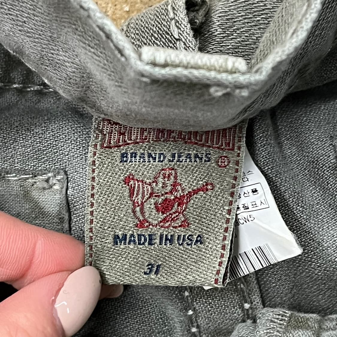 [정품/31] 트루릴리젼 데님 팬츠 카키 데미지진 b14 상품이미지5