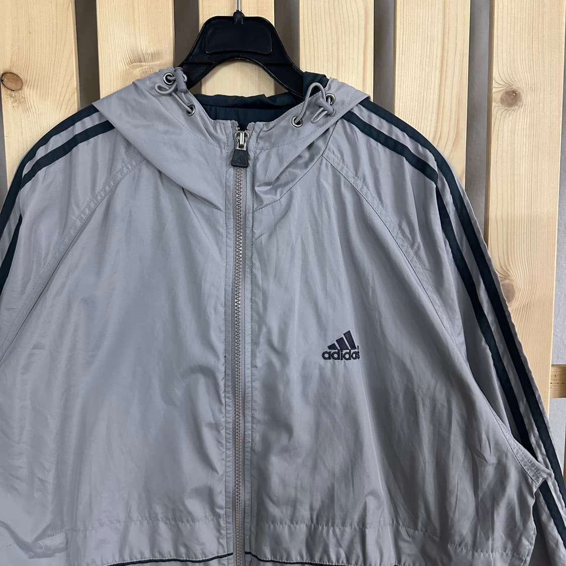 (L) 아디다스 90s 그레이 후드 바람막이 자켓 상품이미지3