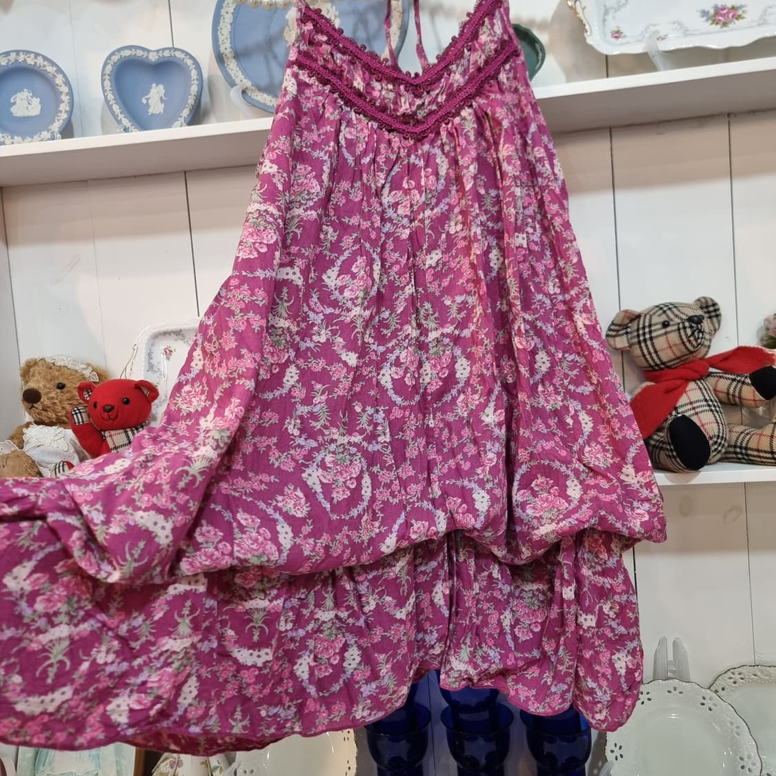 axes femme(엑스팜므) 로즈베리 플라워 쉬폰 원피스 상품이미지6