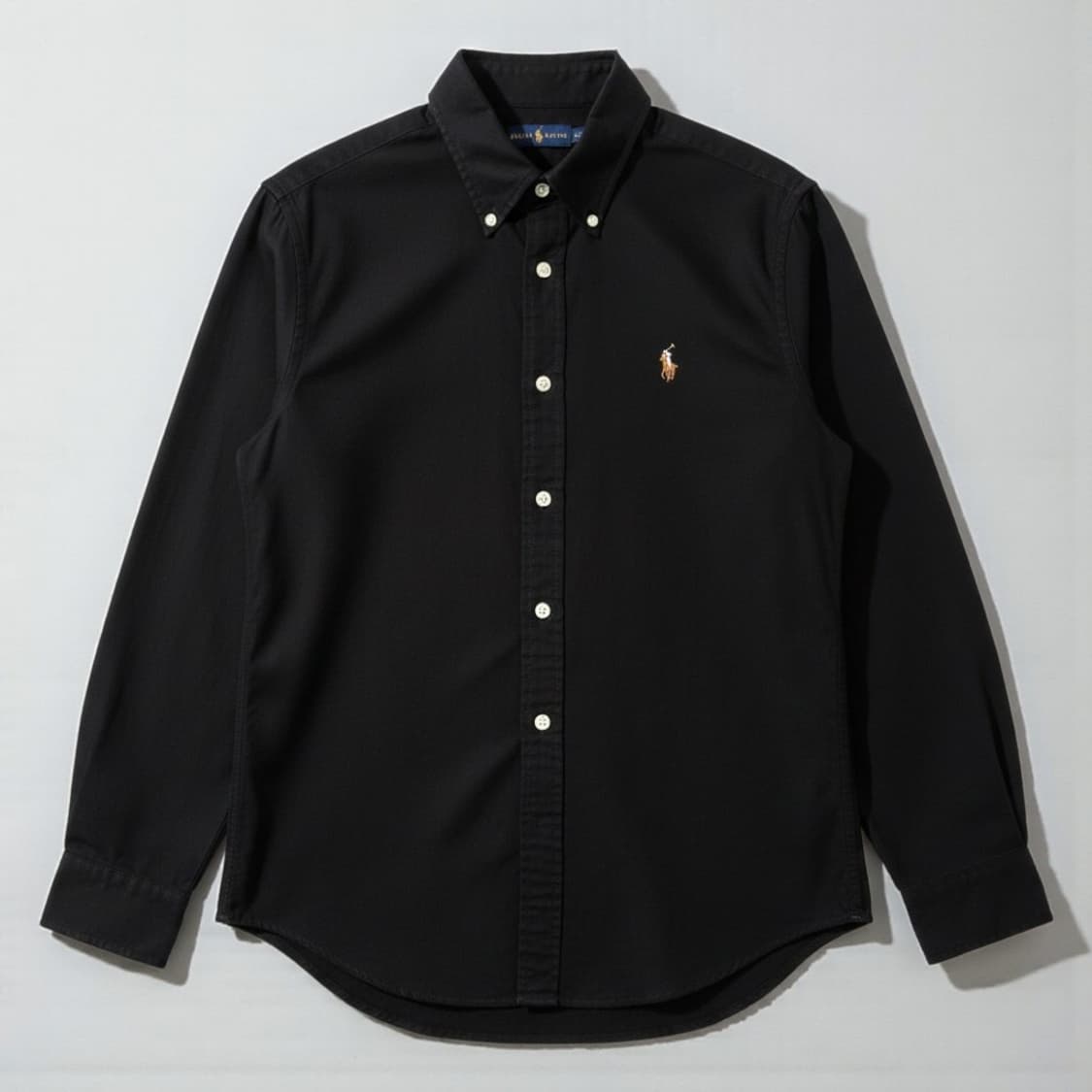 100 POLO 폴로 랄프로렌 가먼트다잉 셔츠 블랙 클래식핏 상품이미지1