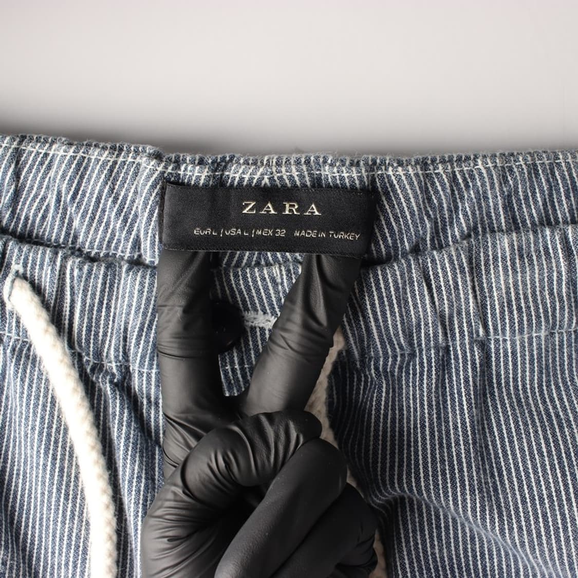 ZARA 블루 스트라이프 밴딩 팬츠 L 상품이미지5