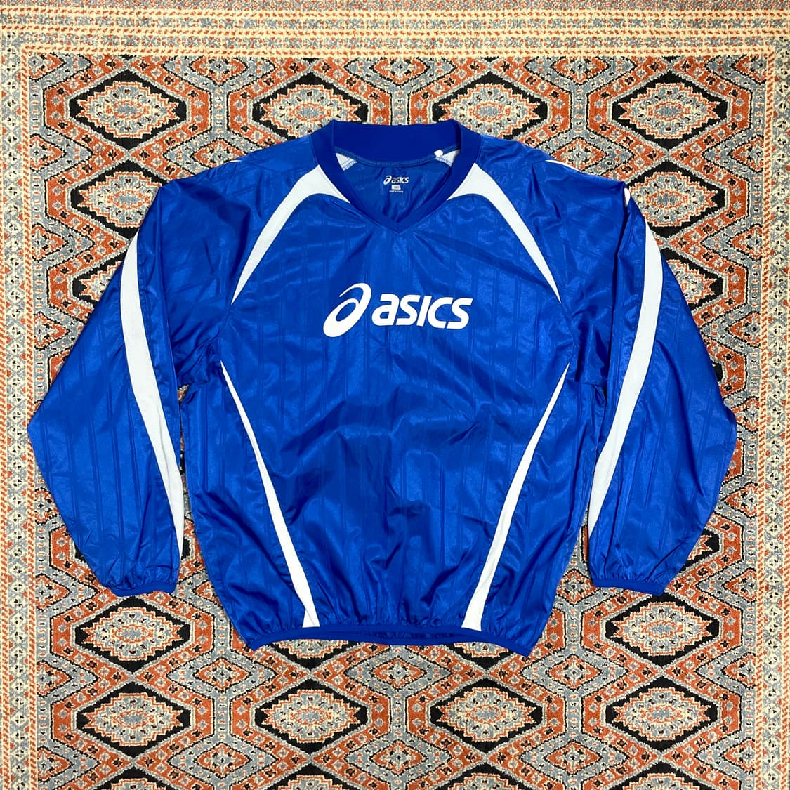 아식스 블루 윈드브레이커 탑 남성M 상품이미지1