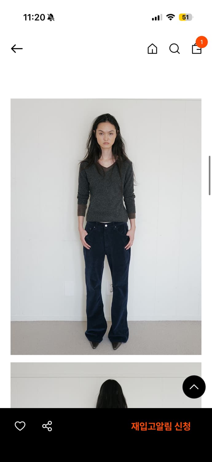 repos 리포스 알파카 브이넥 니트 차콜 s 상품이미지1