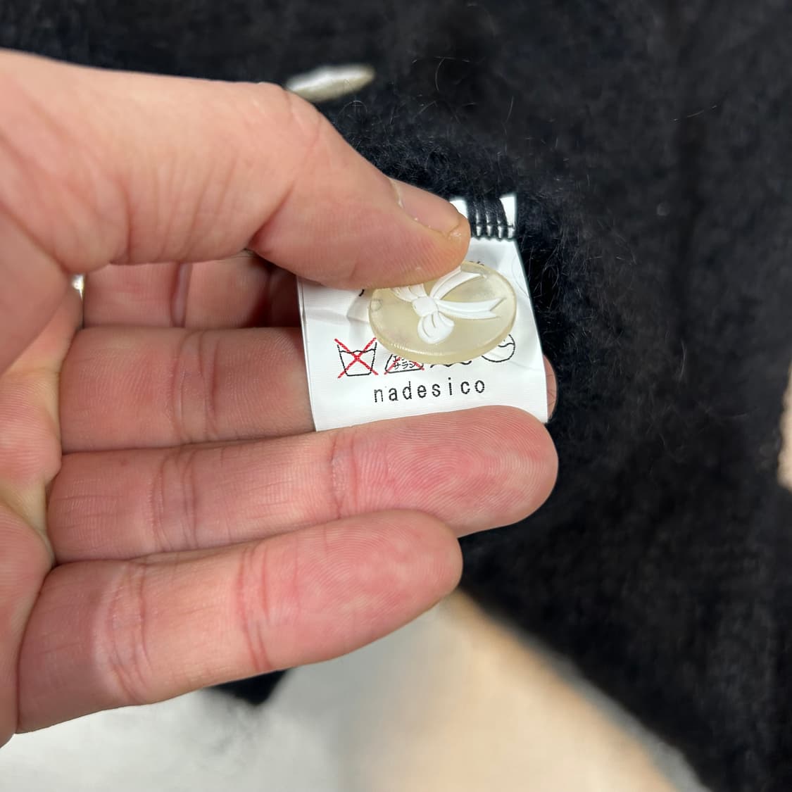 nadesico 리본 각인 버튼 모헤어 크롭 가디건 벨슬리브 상품이미지9