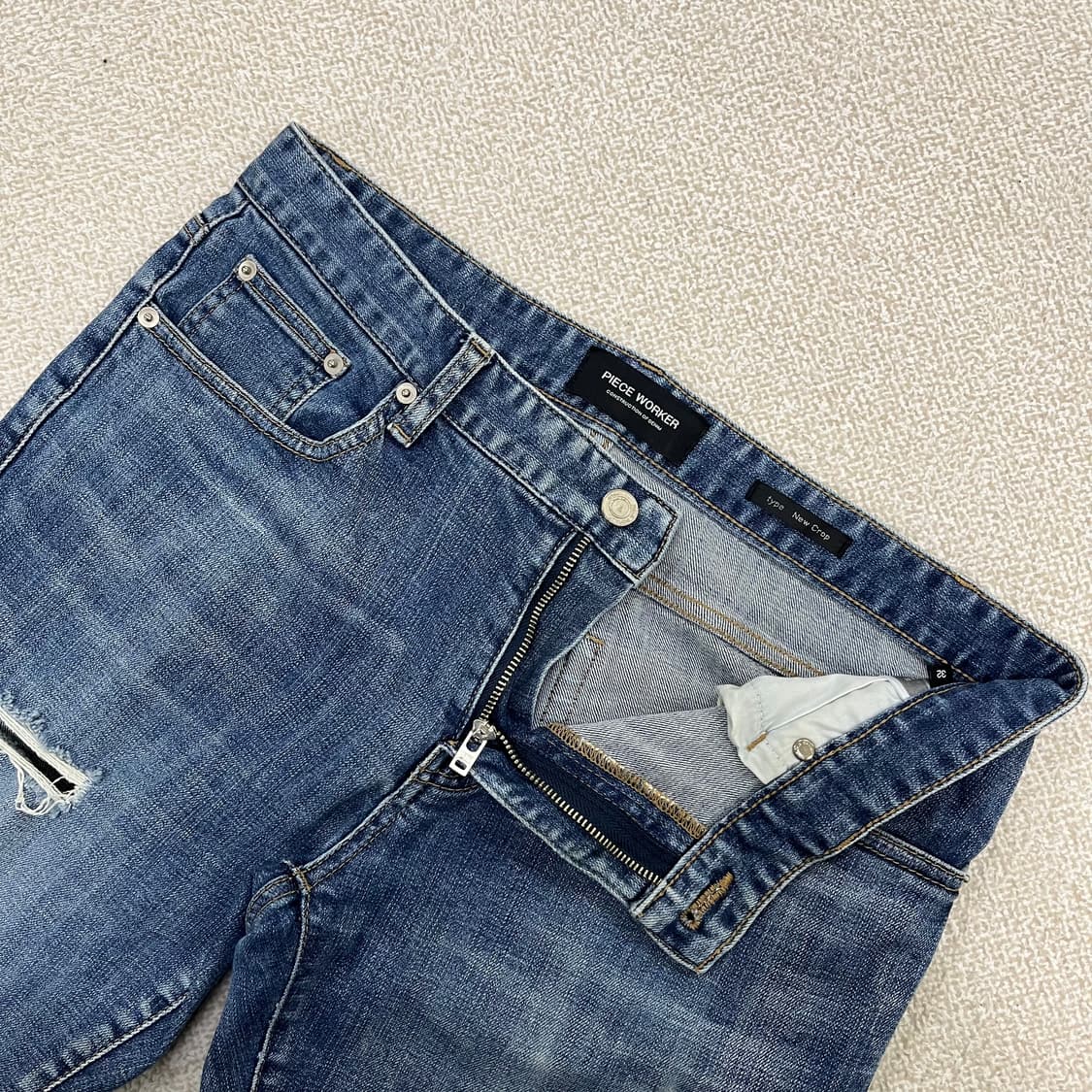 [32] 피스워커 뉴크롭 커스텀 워싱 데님 팬츠 청바지 4007 상품이미지4