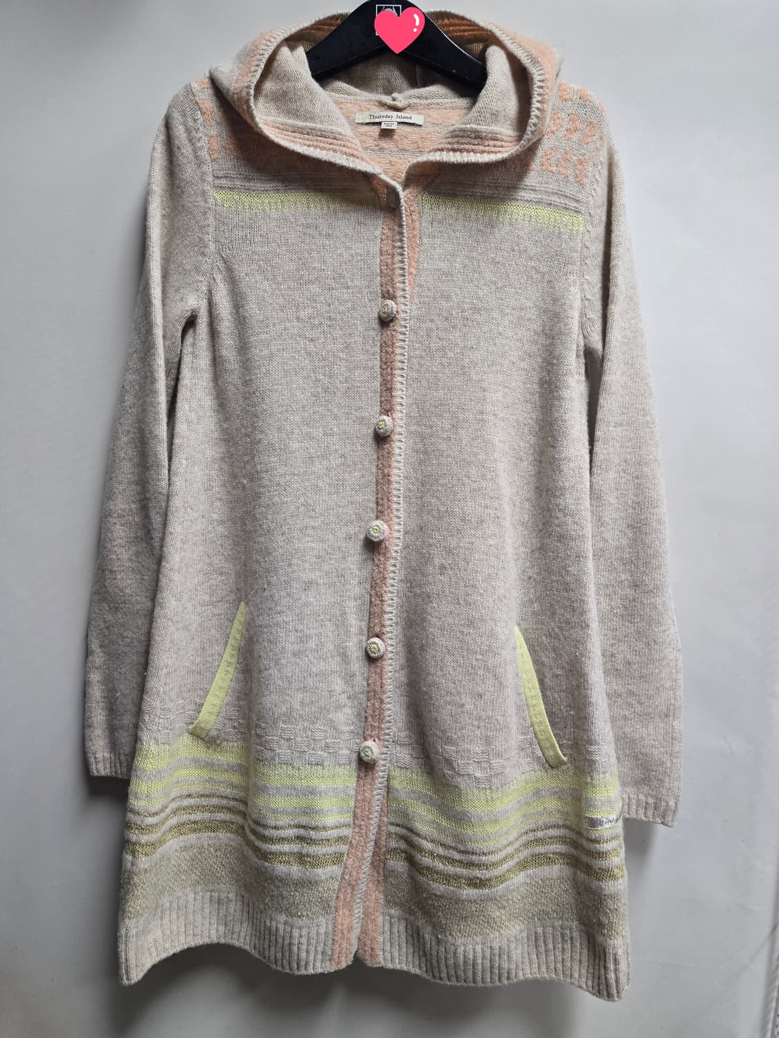 써스데이아일랜드 울 후드니트카디건 S 상품이미지1