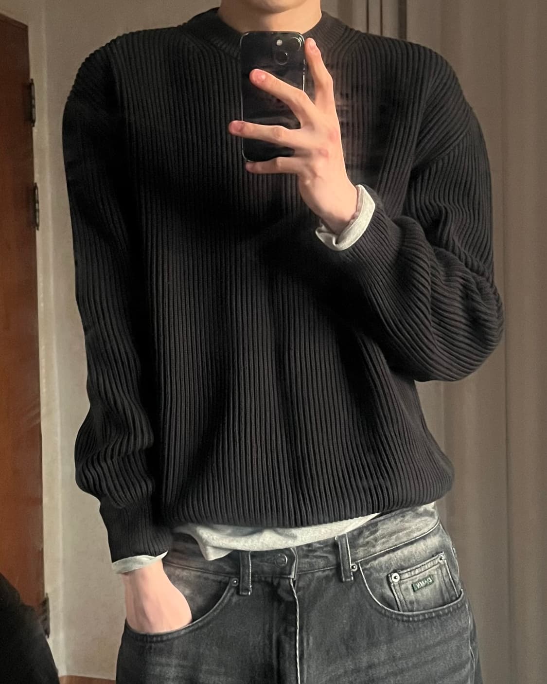 스테디 에브리웨어 크루넥 코튼 립 니트 3사이즈 상품이미지2