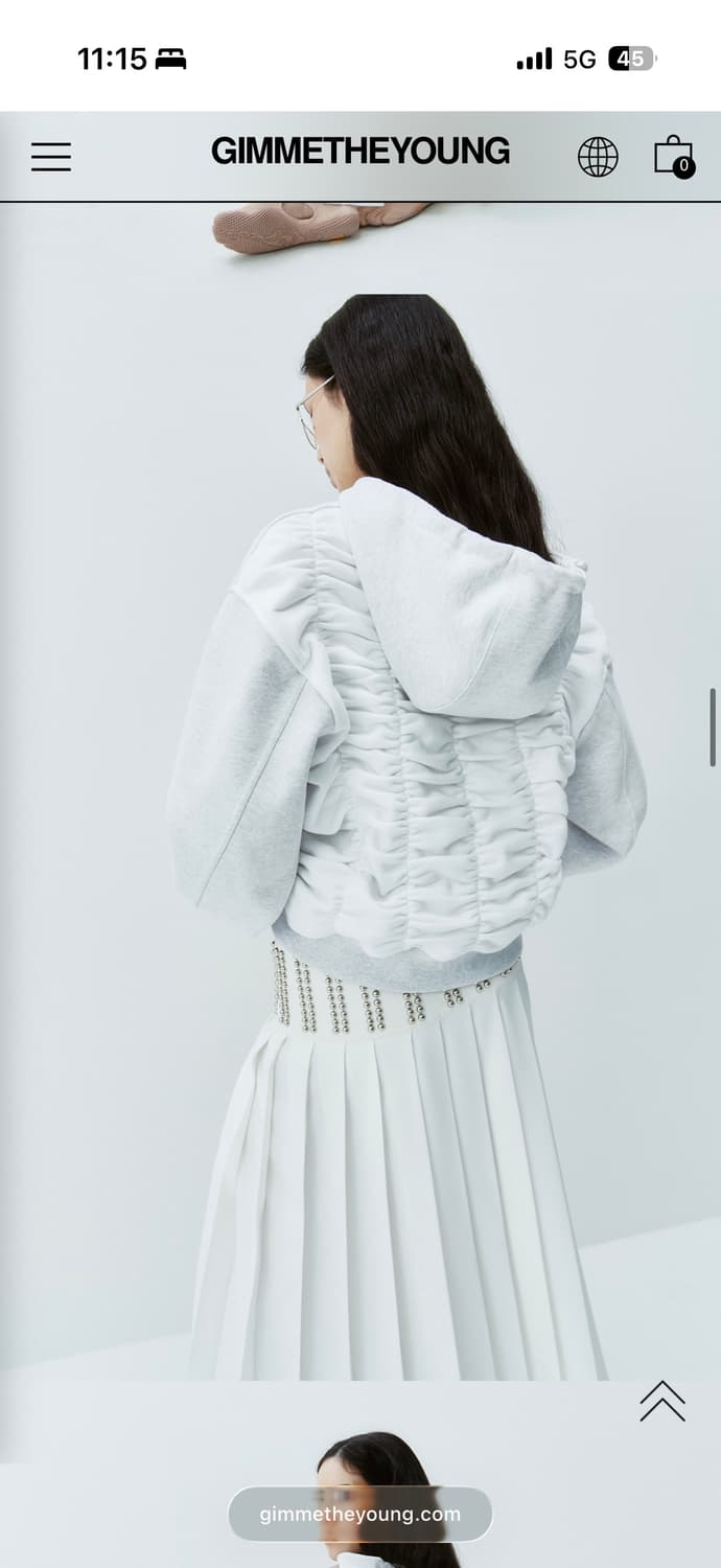 김미더영 백 셔링 후드집업 라이트 그레이 상품이미지3