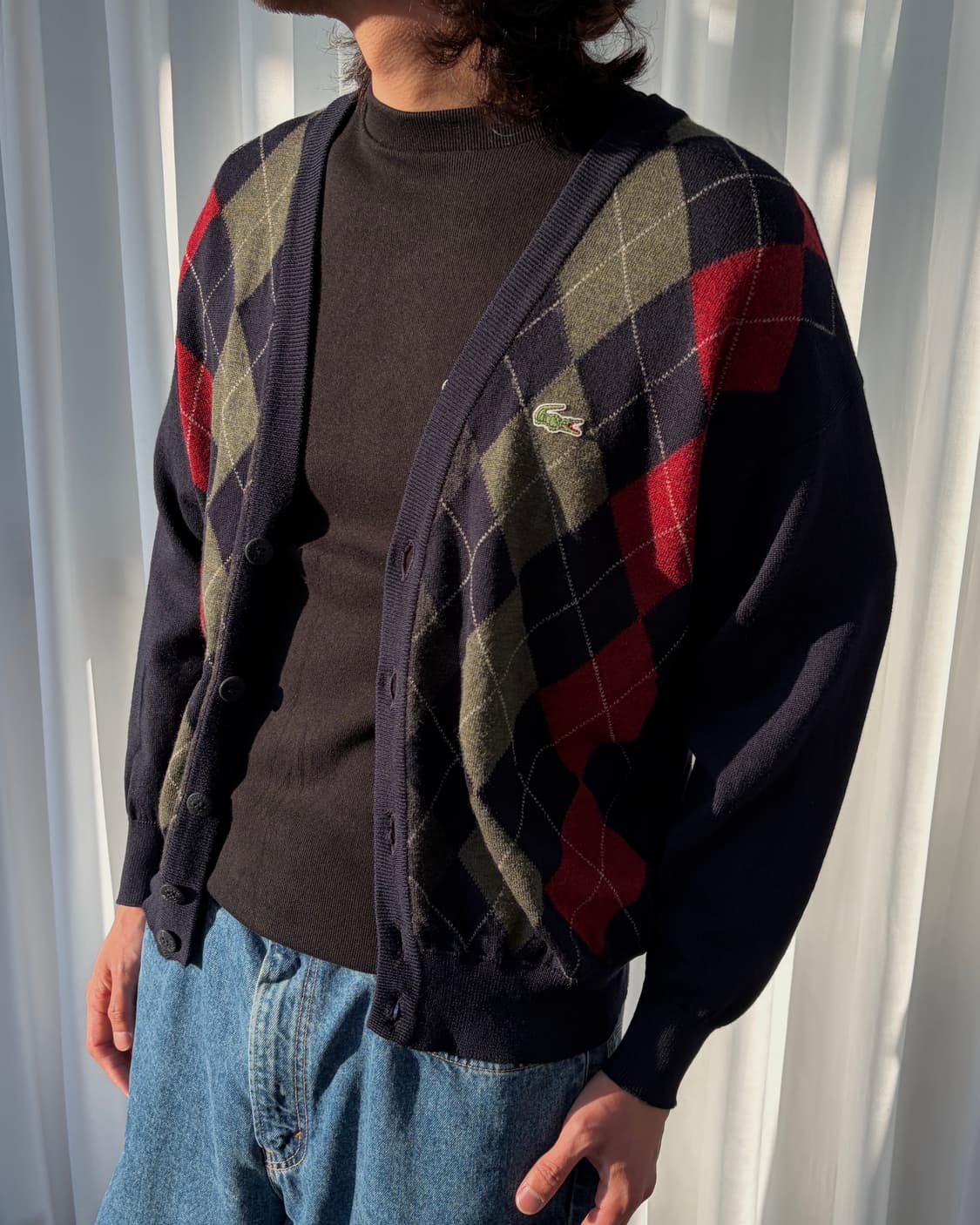 [M-L]라코스테 아가일 니트 가디건 상품이미지3