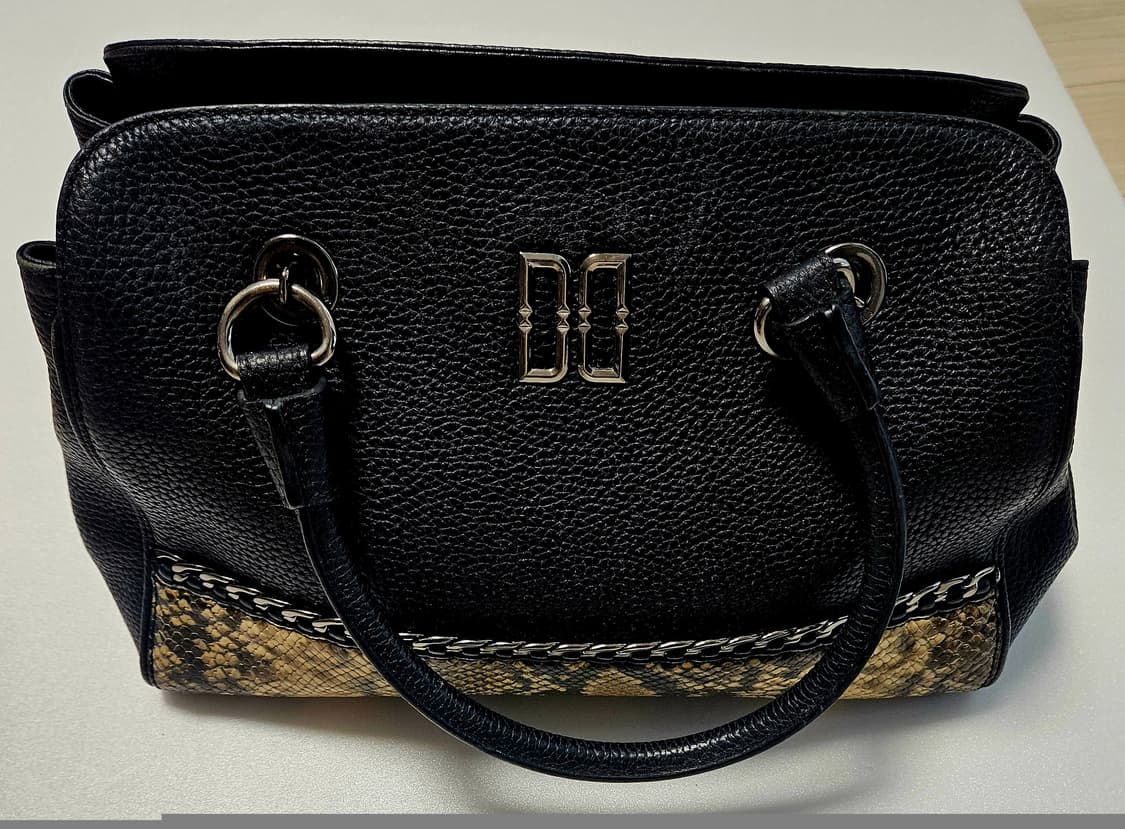 닥스 DAKS 가죽 핸드백 (블랙/파이톤 배색) 상품이미지3