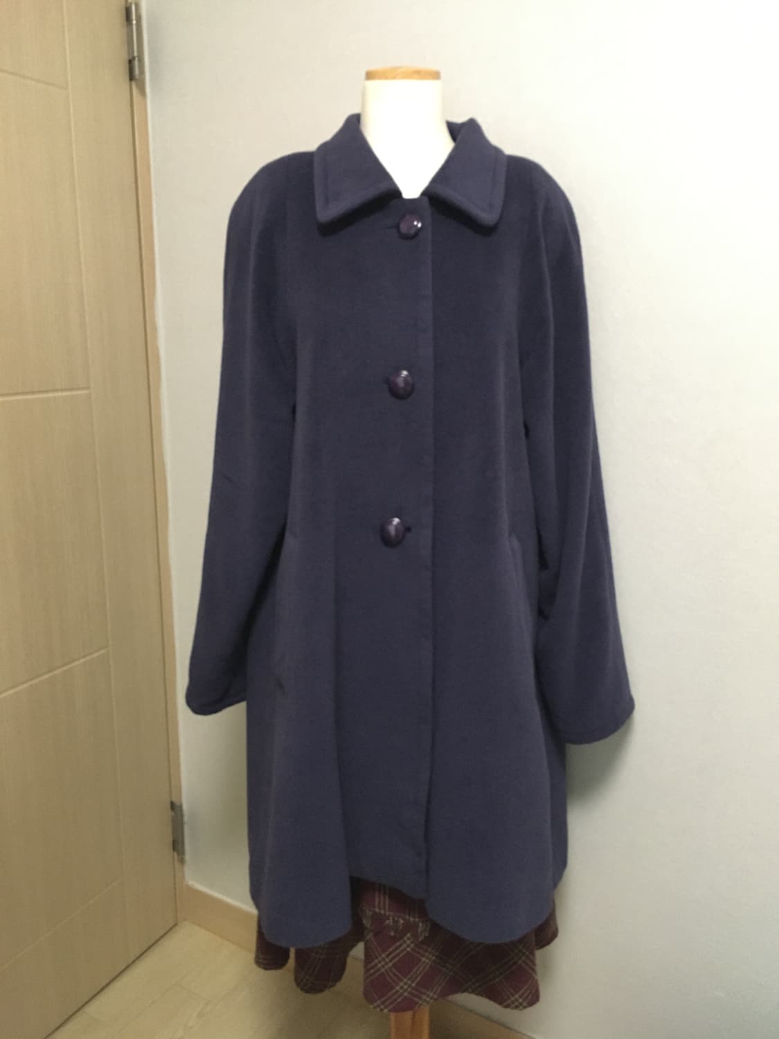 일본빈티지 울 딥퍼플 루즈핏 앙고라 미디 코트 상품이미지1