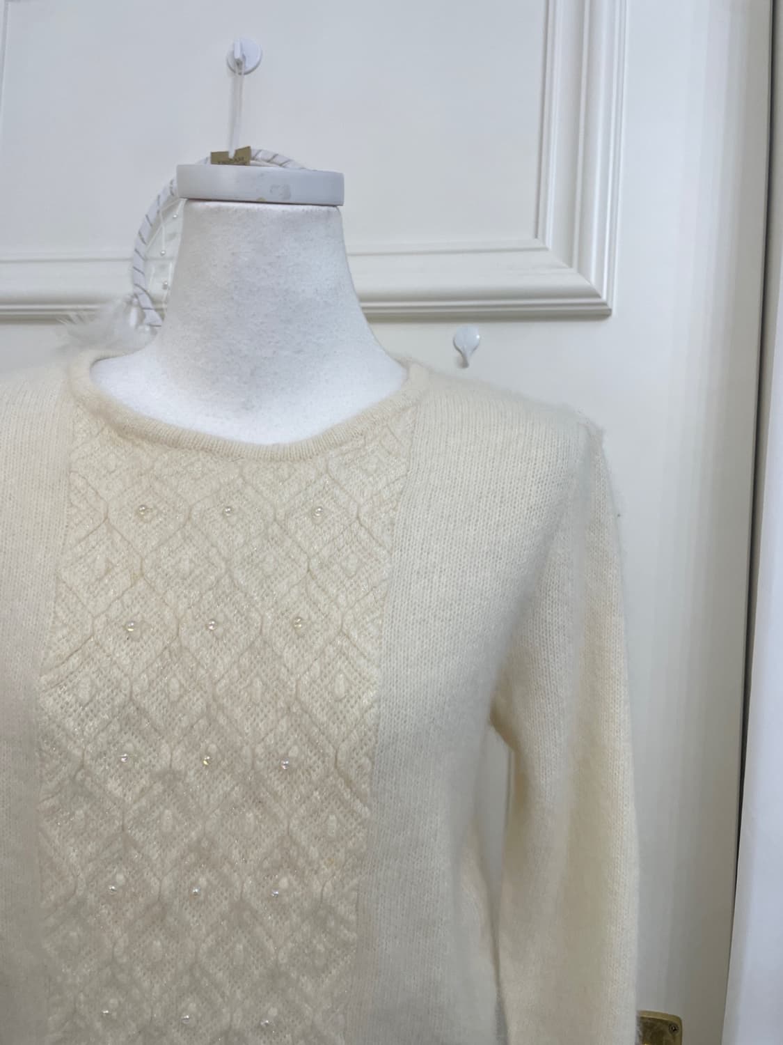 ivory beads glitter puff sleeve angora k 상품이미지8