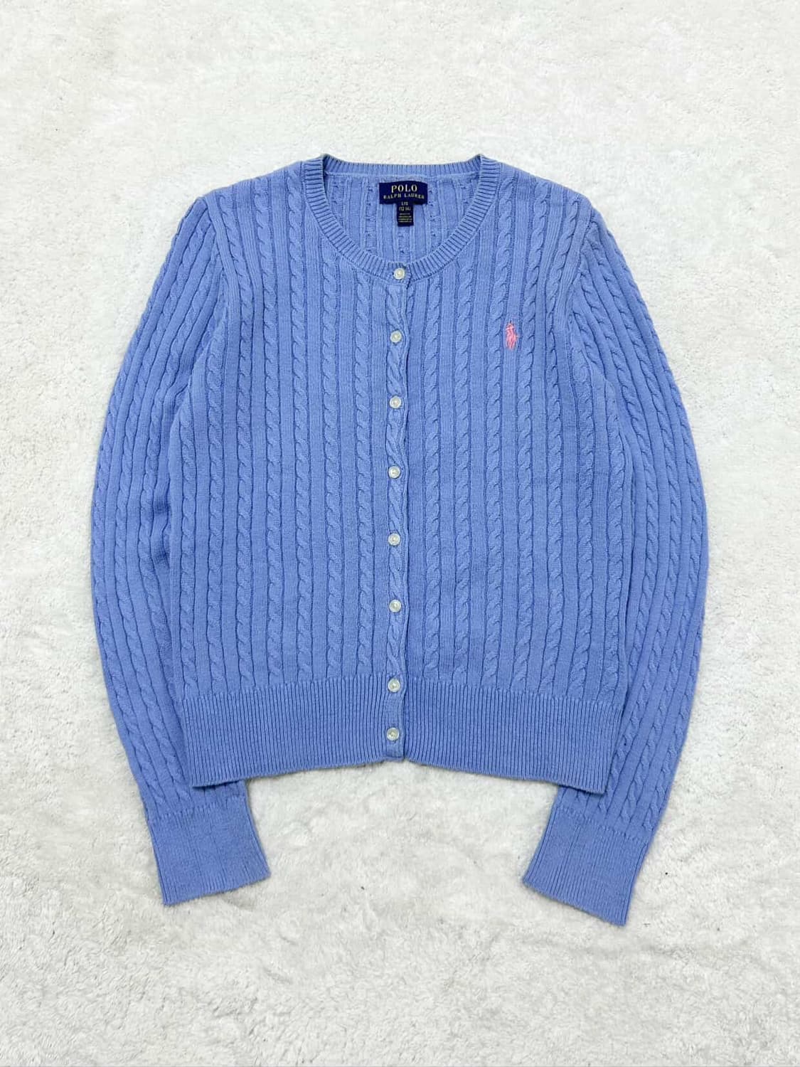 폴로 핑크포니 소라 케이블 가디건 상품이미지6