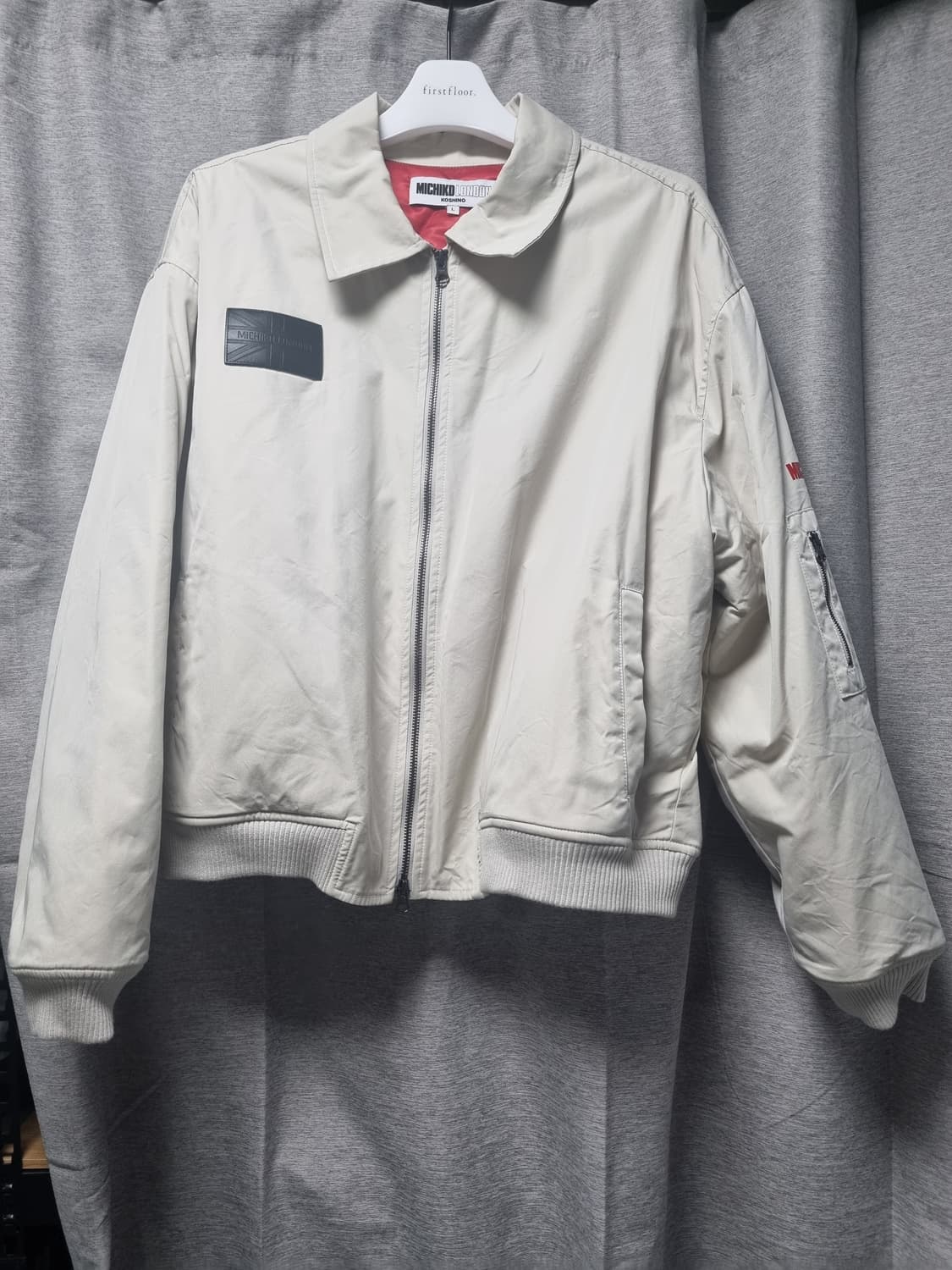 미치코런던 레트로 퀄팅 봄버 자켓 베이지 L 상품이미지3