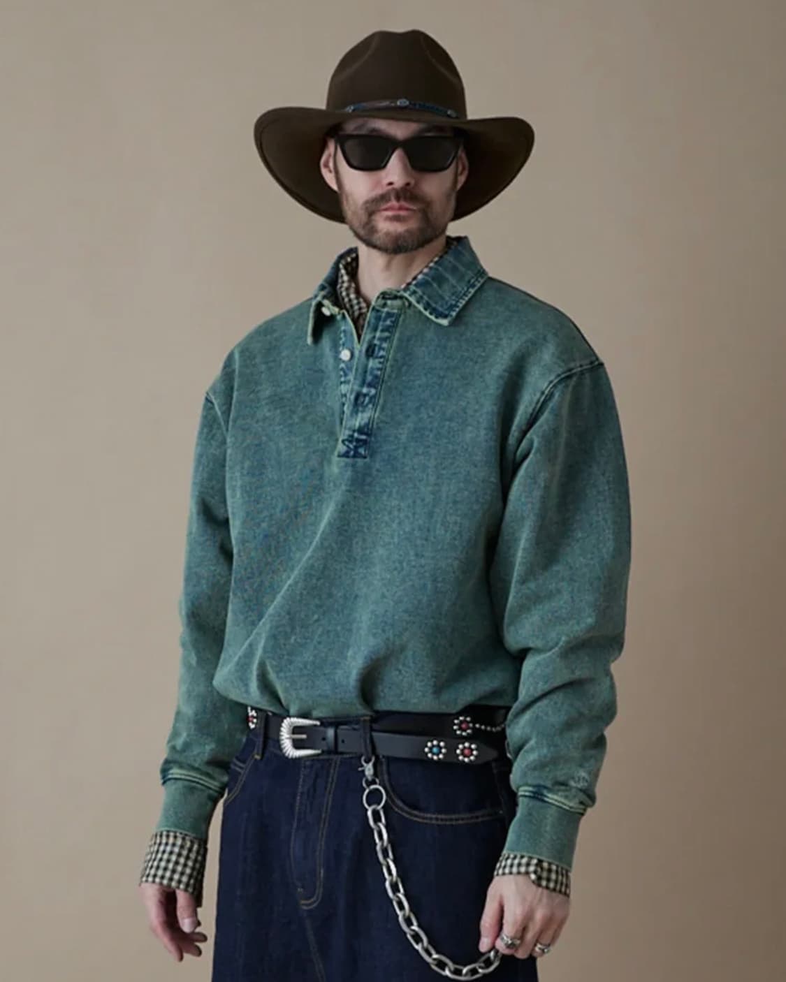 펜필드/ 페이디드 인디고 럭비 셔츠/ XL 상품이미지3